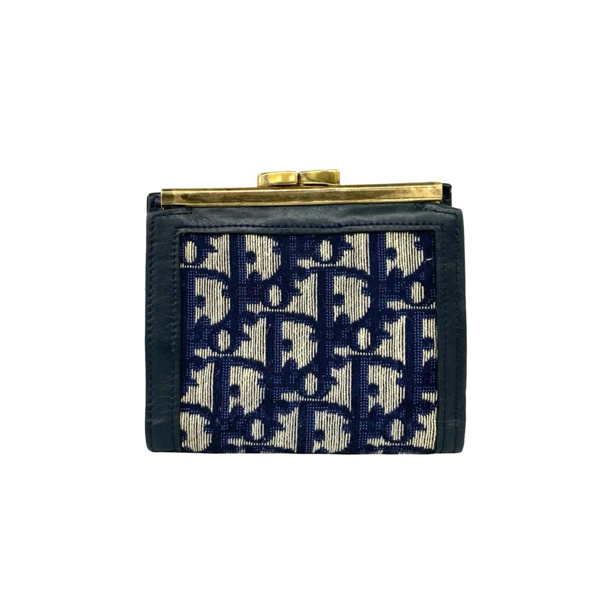 Christian Dior Navy Canvas Leather Wallet (Bi-Fold) (Pre-Owned)