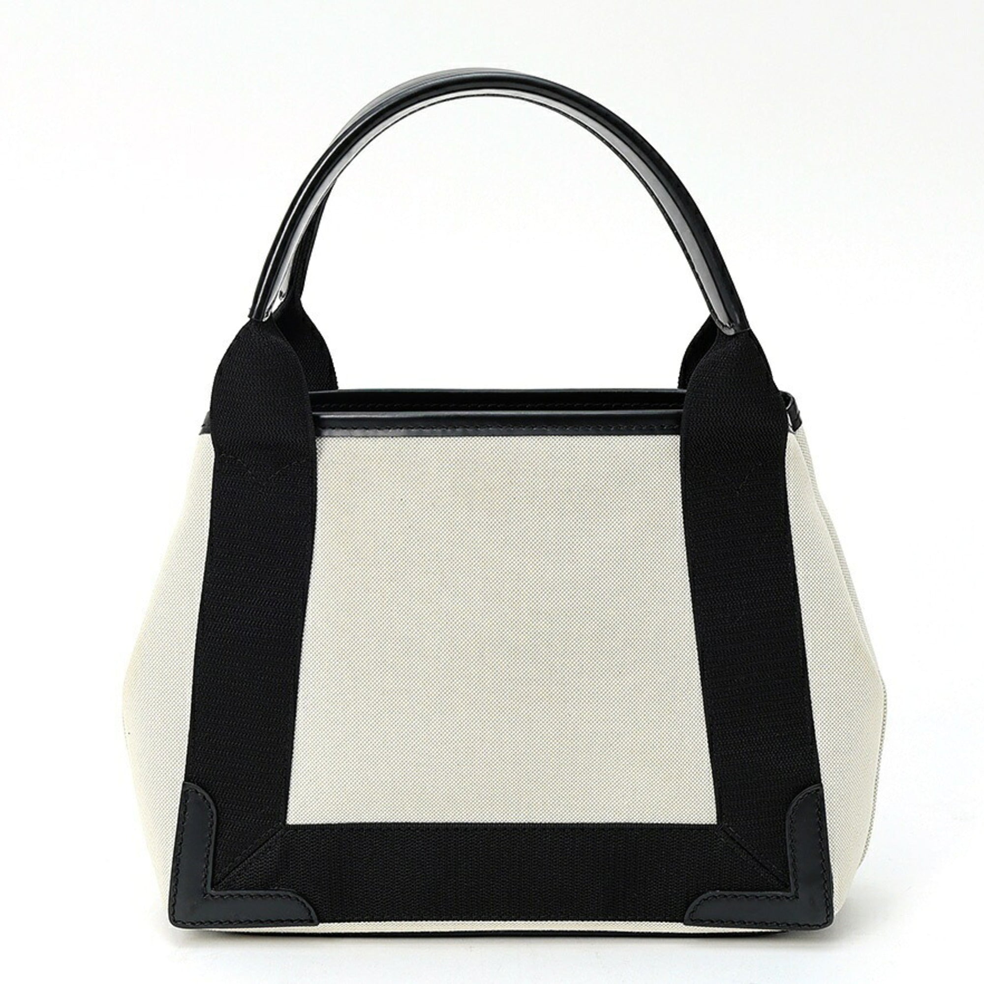 Balenciaga Black Light Beige Cotton Canvas Leather Handbag (Pre-Owned)