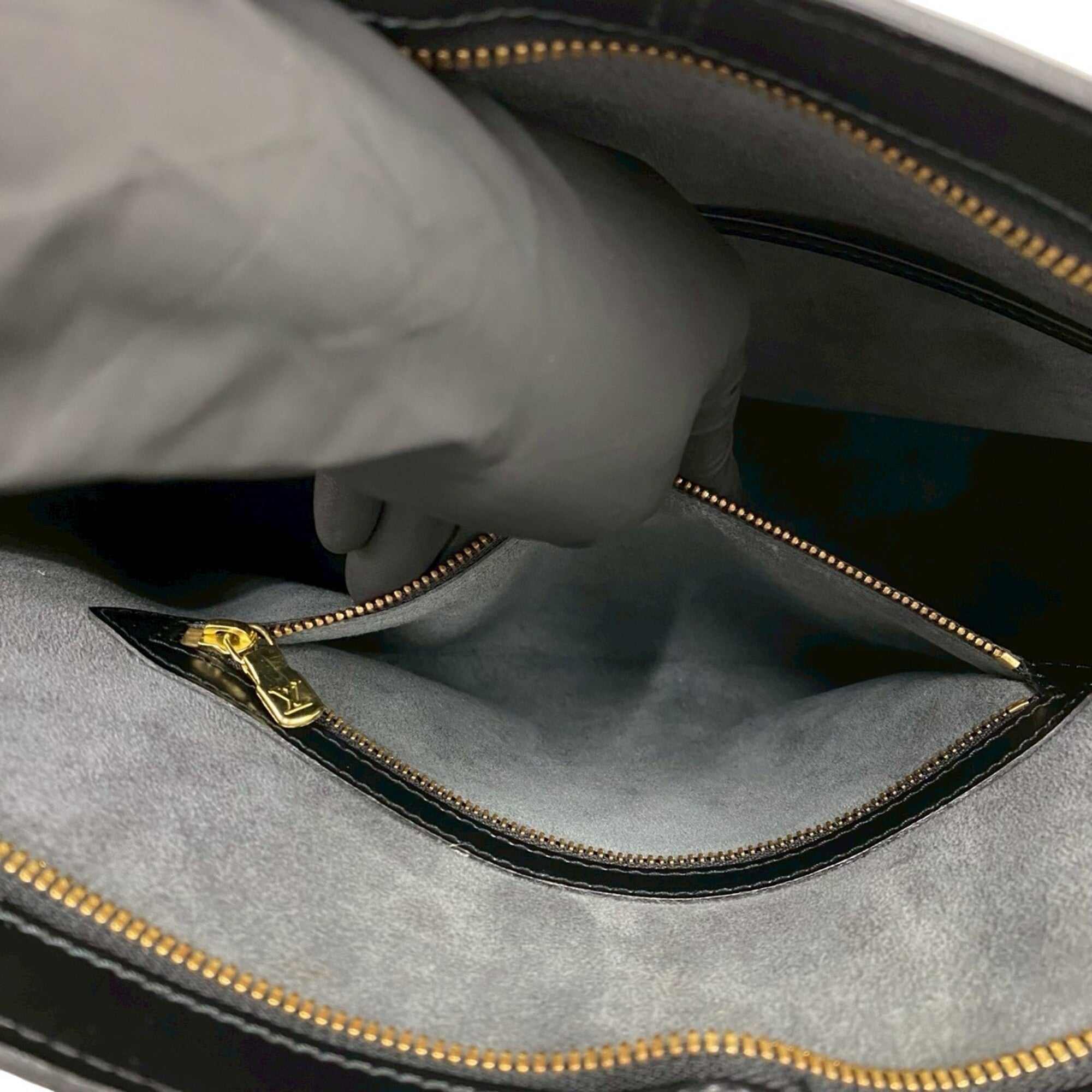 Louis Vuitton Black Leather Shoulder Bag Tote Bag (Pre-Owned)