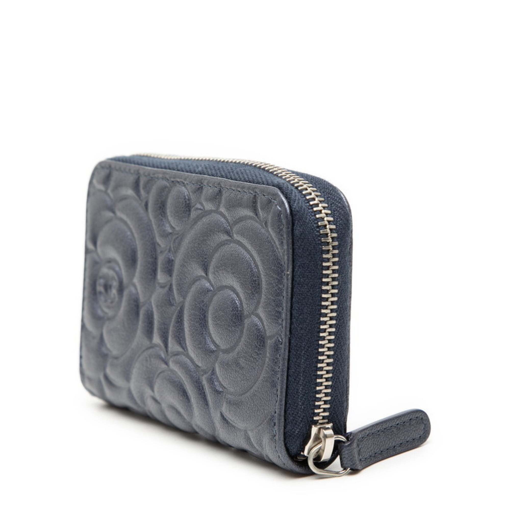 Chanel Navy Purple Leather Coin Purse/Coin Case (Pre-Owned)
