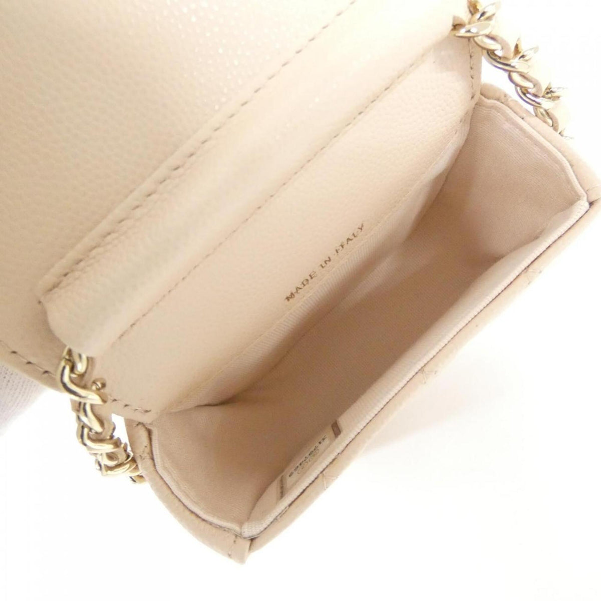 Chanel Beige Grained Calfskin Handbag Shoulder Bag (Pre-Owned)