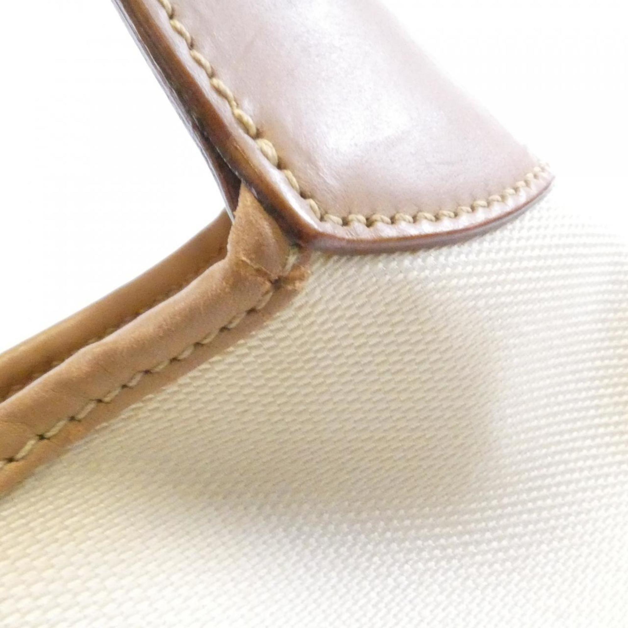 Gucci Beige Canvas Leather Shoulder Bag (Pre-Owned)