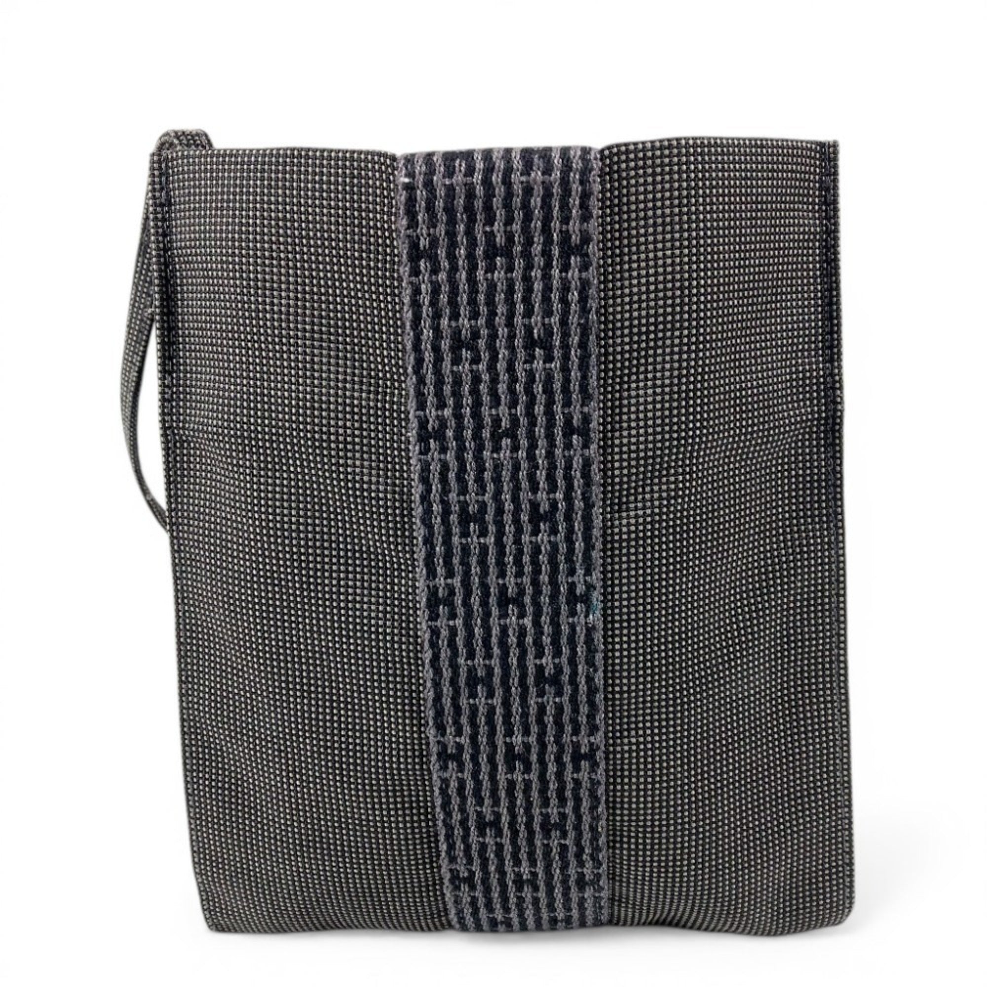 Hermes Gray Canvas Handbag Pochette Shoulder Bag (Pre-Owned)