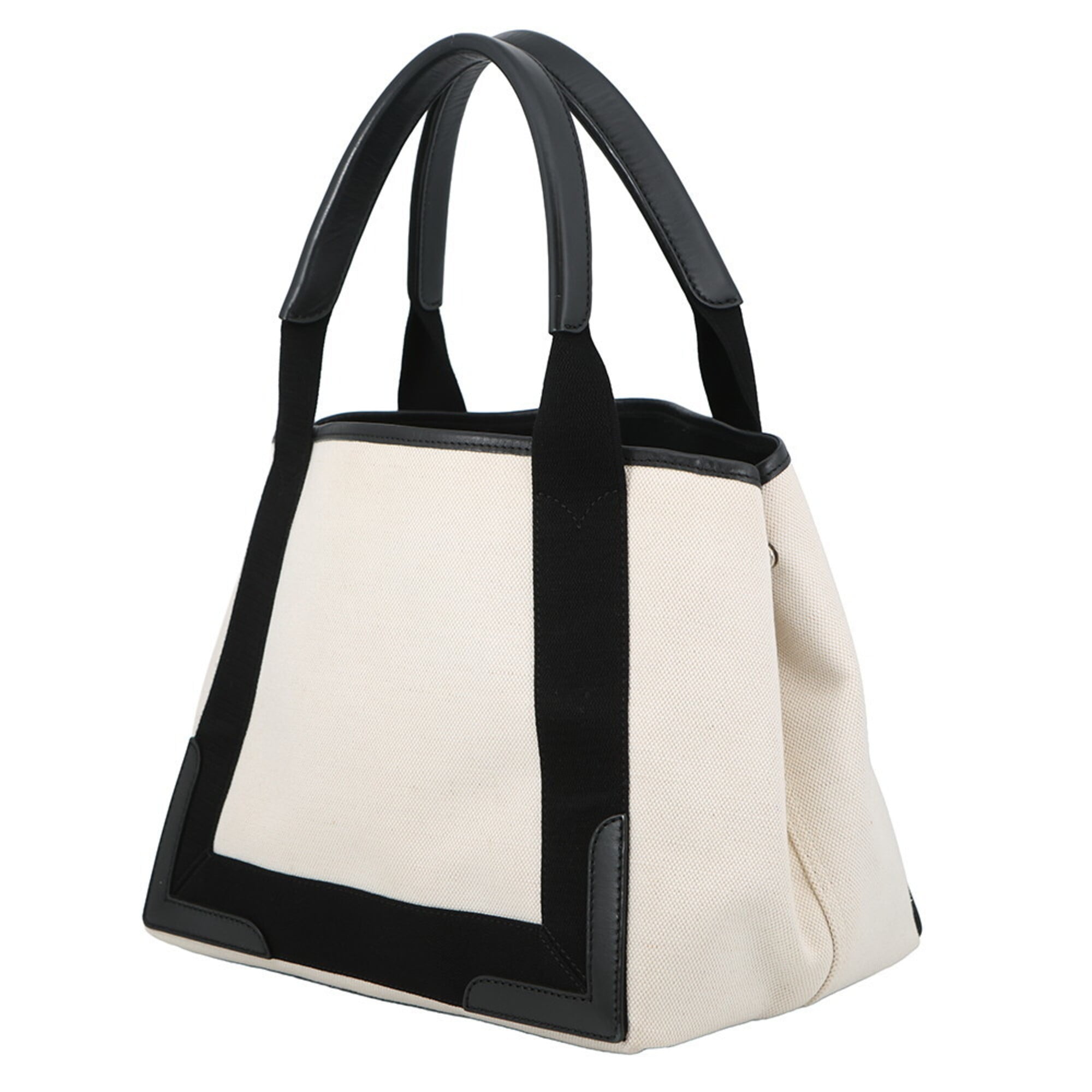 Balenciaga Black White Canvas Leather Handbag Tote Bag (Pre-Owned)