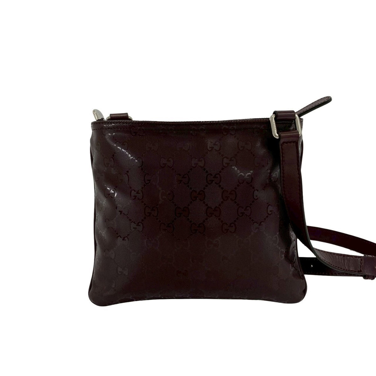 Gucci Red Color Wine Leather Pvc Pochette Shoulder Bag (Pre-Owned)