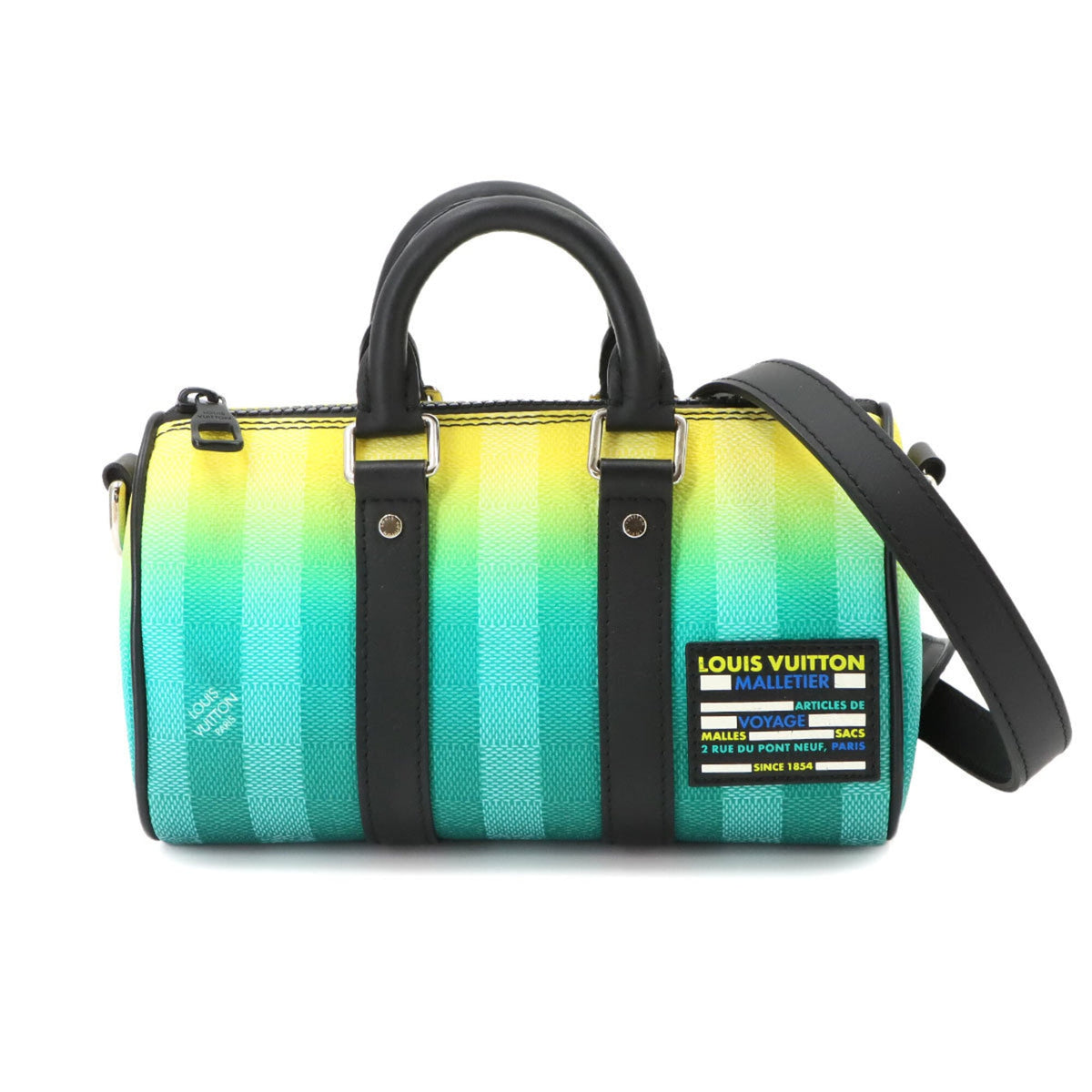 Louis Vuitton Black Green Yellow Canvas Leather Handbag (Pre-Owned)