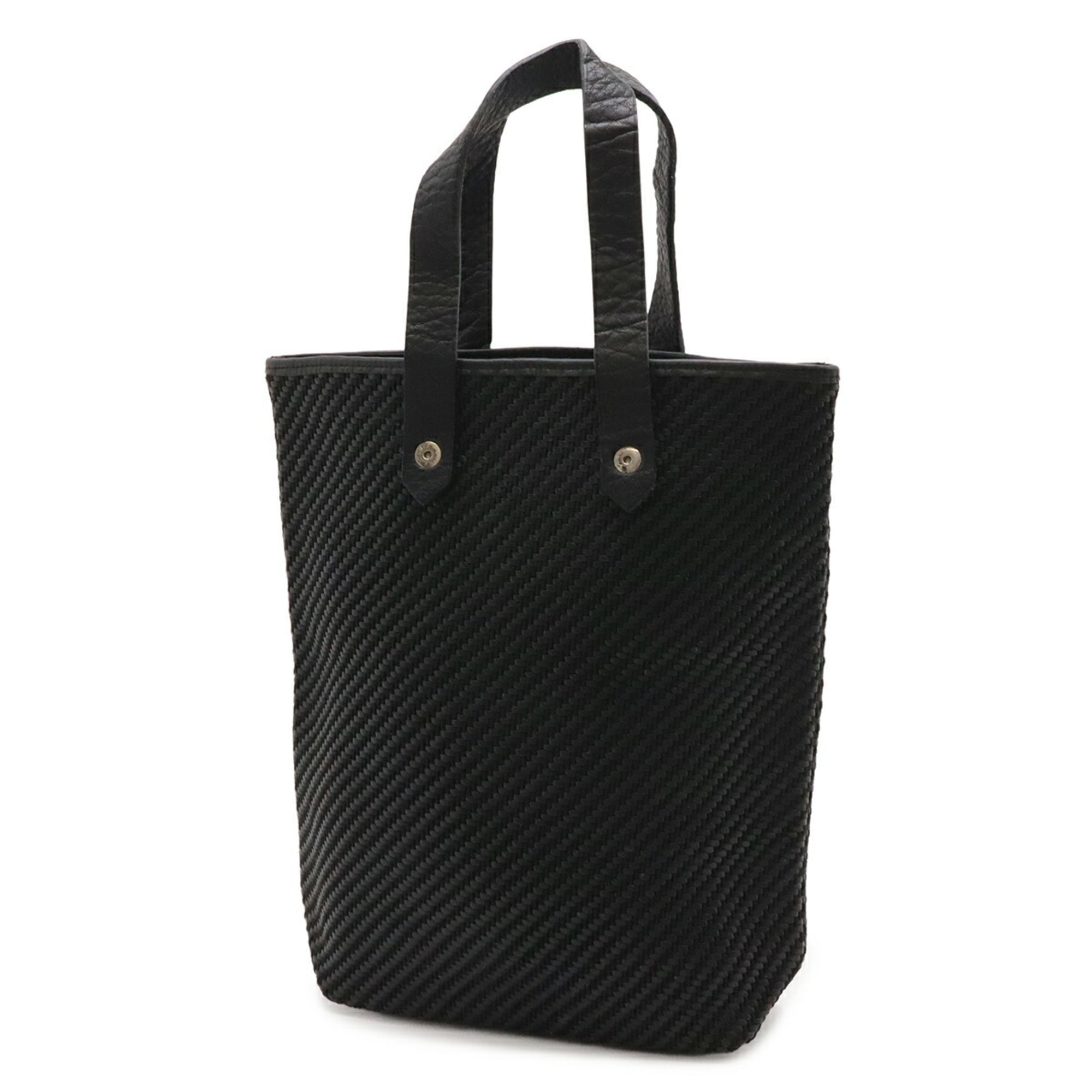 Hermes Black Polyester Leather Handbag Tote Bag (Pre-Owned)
