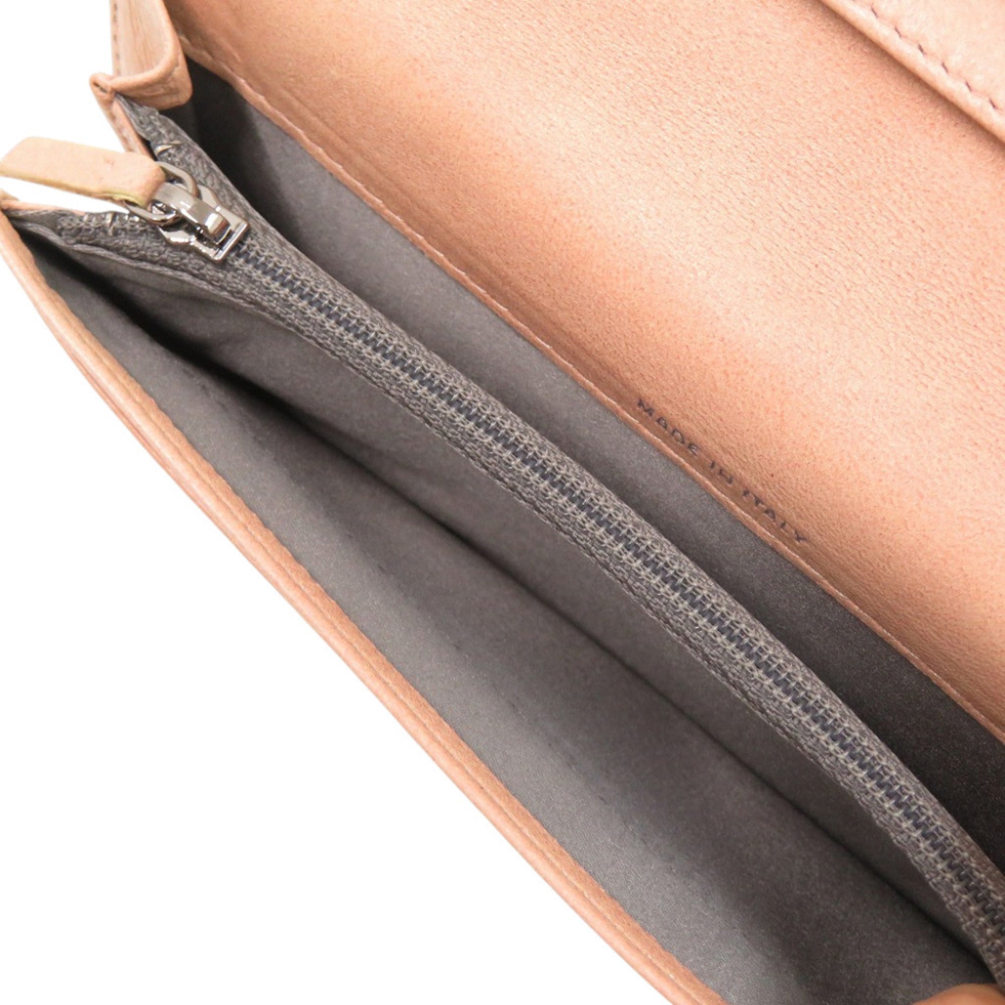 Chanel Pink Beige Leather Long Wallet (Bi-Fold) (Pre-Owned)