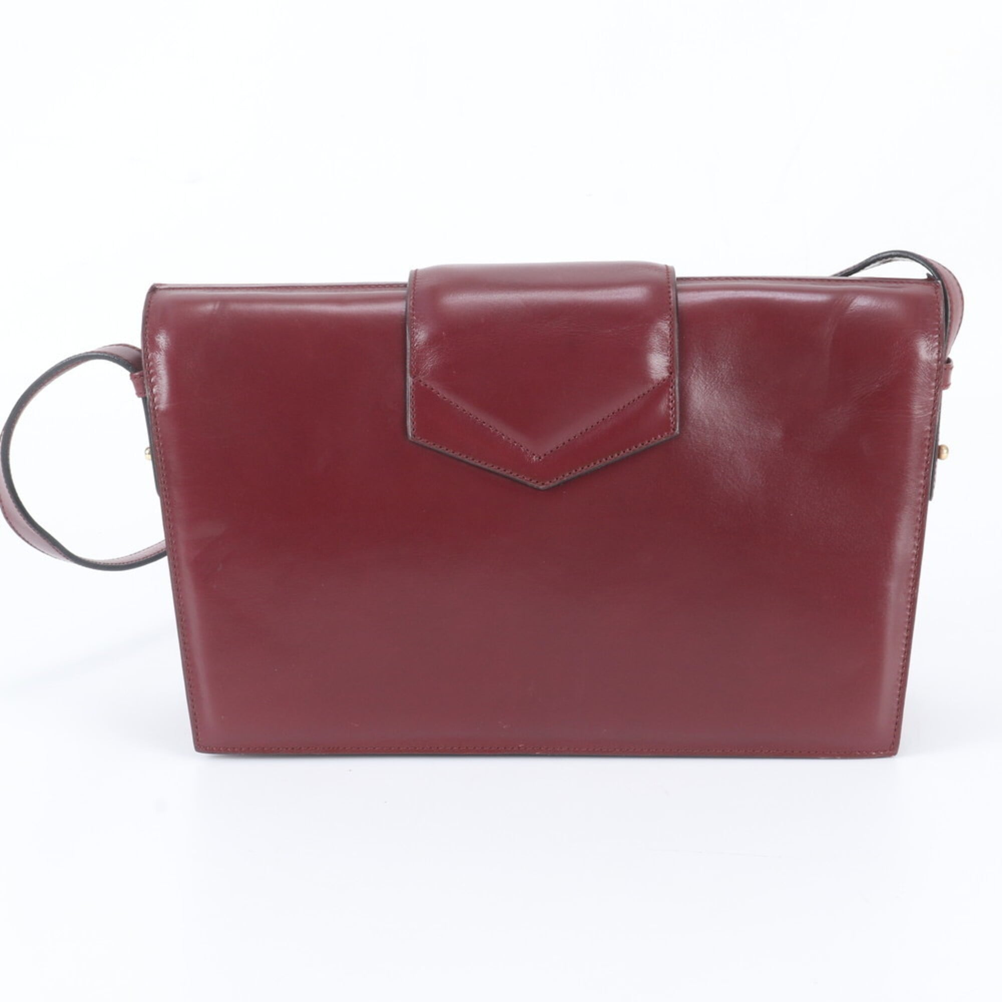 Celine Red Color Wine Leather Shoulder Bag (Pre-Owned)