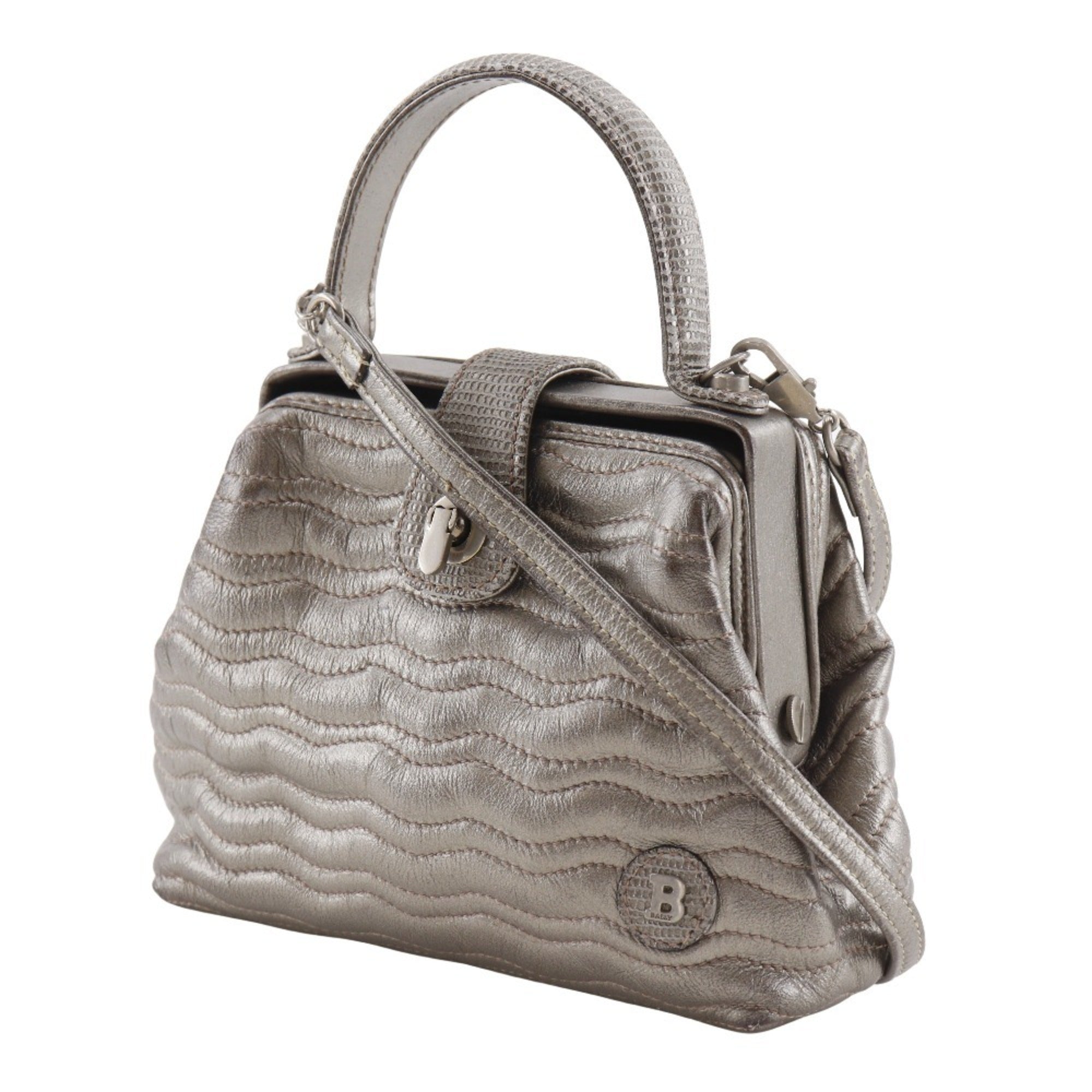 Bally Bronze Leather Handbag (Pre-Owned)
