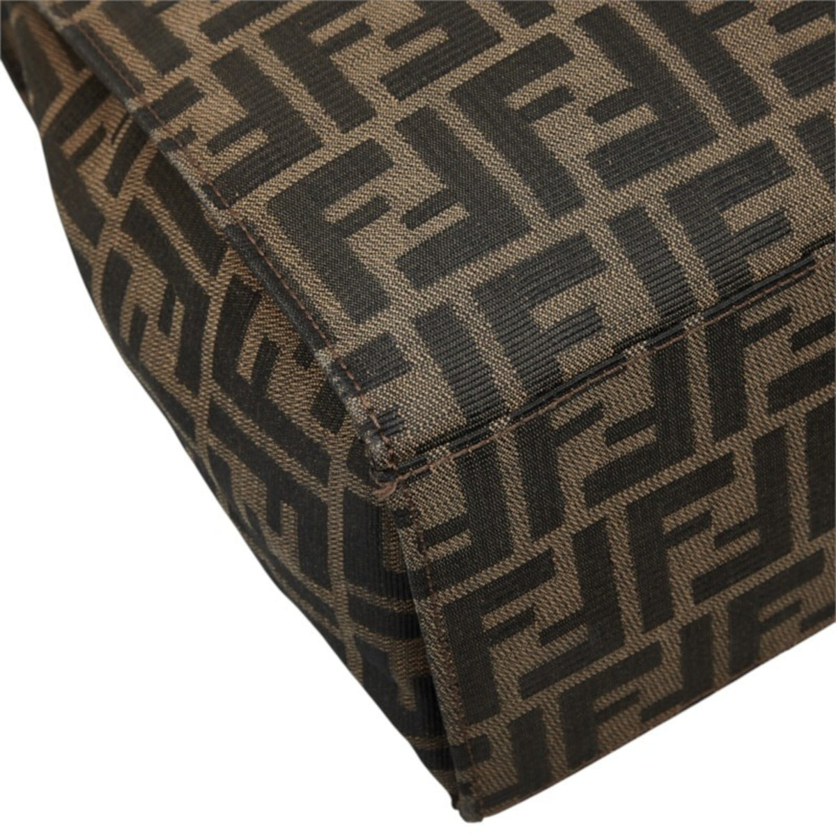 Fendi Zucca Brown Canvas Leather Shoulder Bag Tote Bag (Pre-Owned)