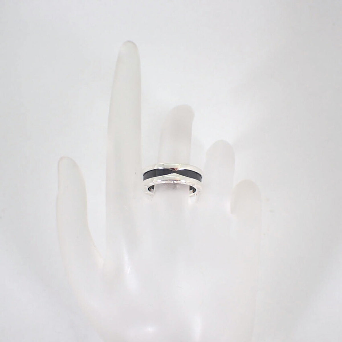 Bvlgari Ceramic Sterling Silver 925 Band Ring (Pre-Owned)