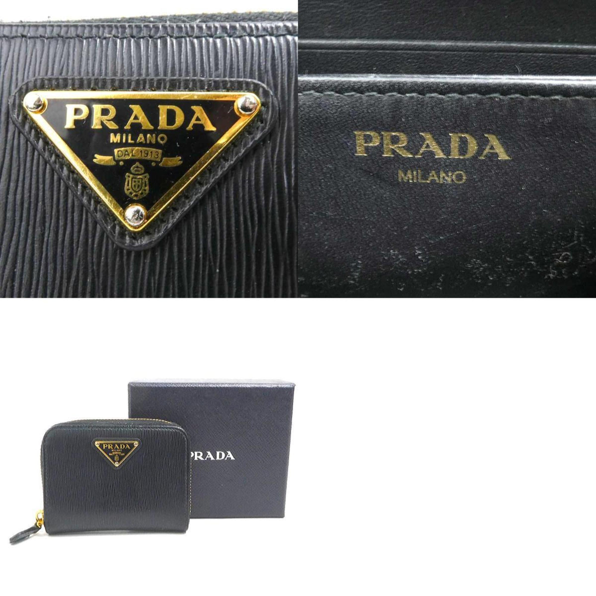 Prada Black Leather Coin Purse/Coin Case (Pre-Owned)