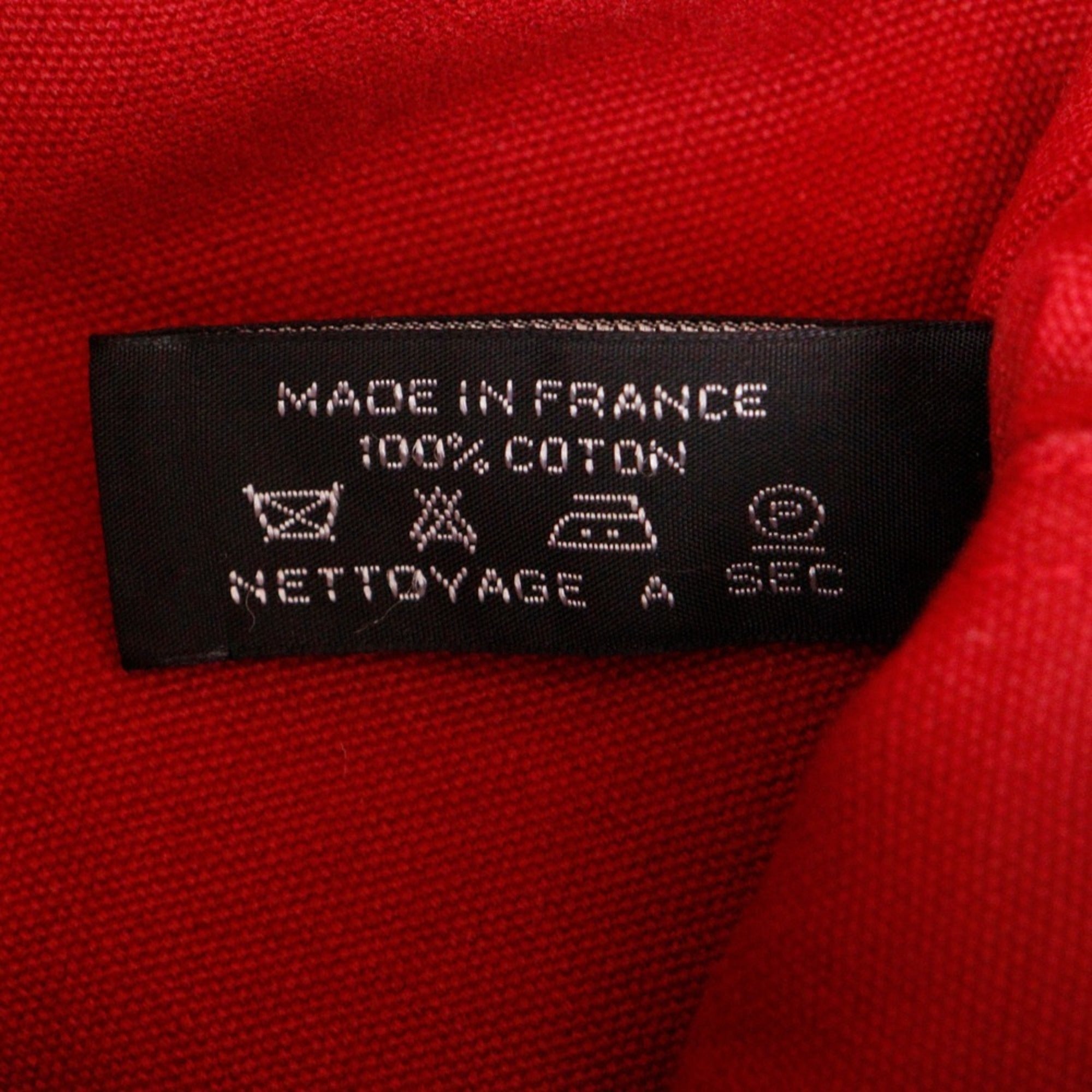 Hermes Red Color Canvas Handbag (Pre-Owned)