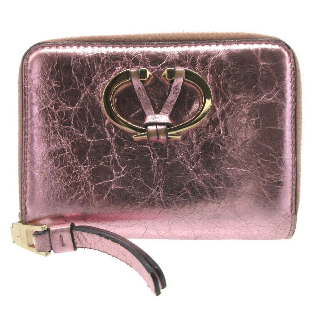 Valentino Metallic Pink Leather Wallet (Bi-Fold) (Pre-Owned)