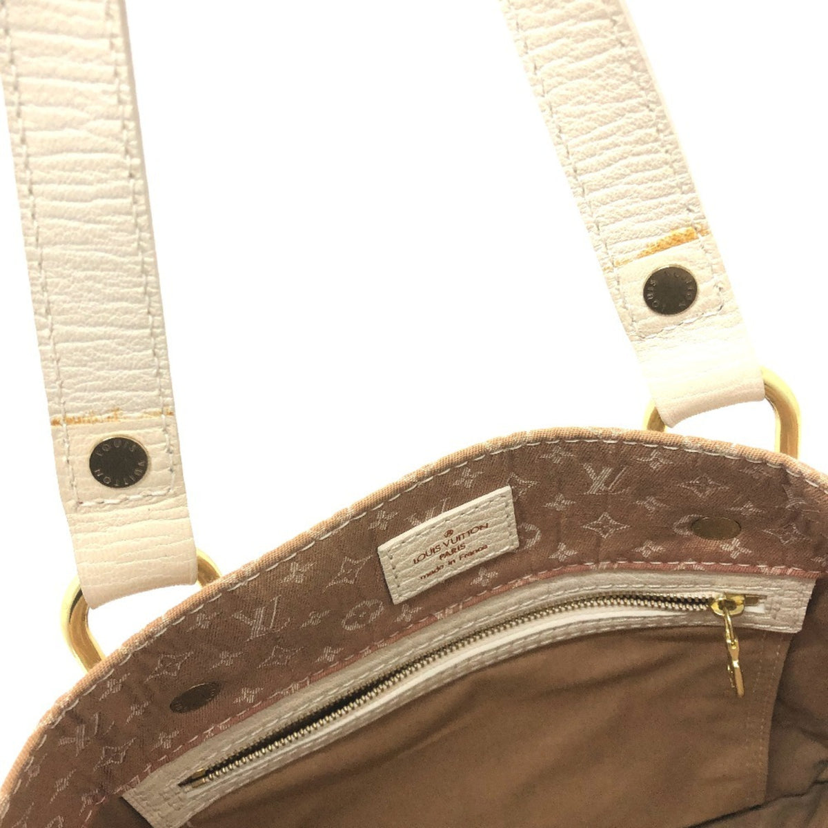Louis Vuitton Beige Canvas Leather Shoulder Bag Tote Bag (Pre-Owned)