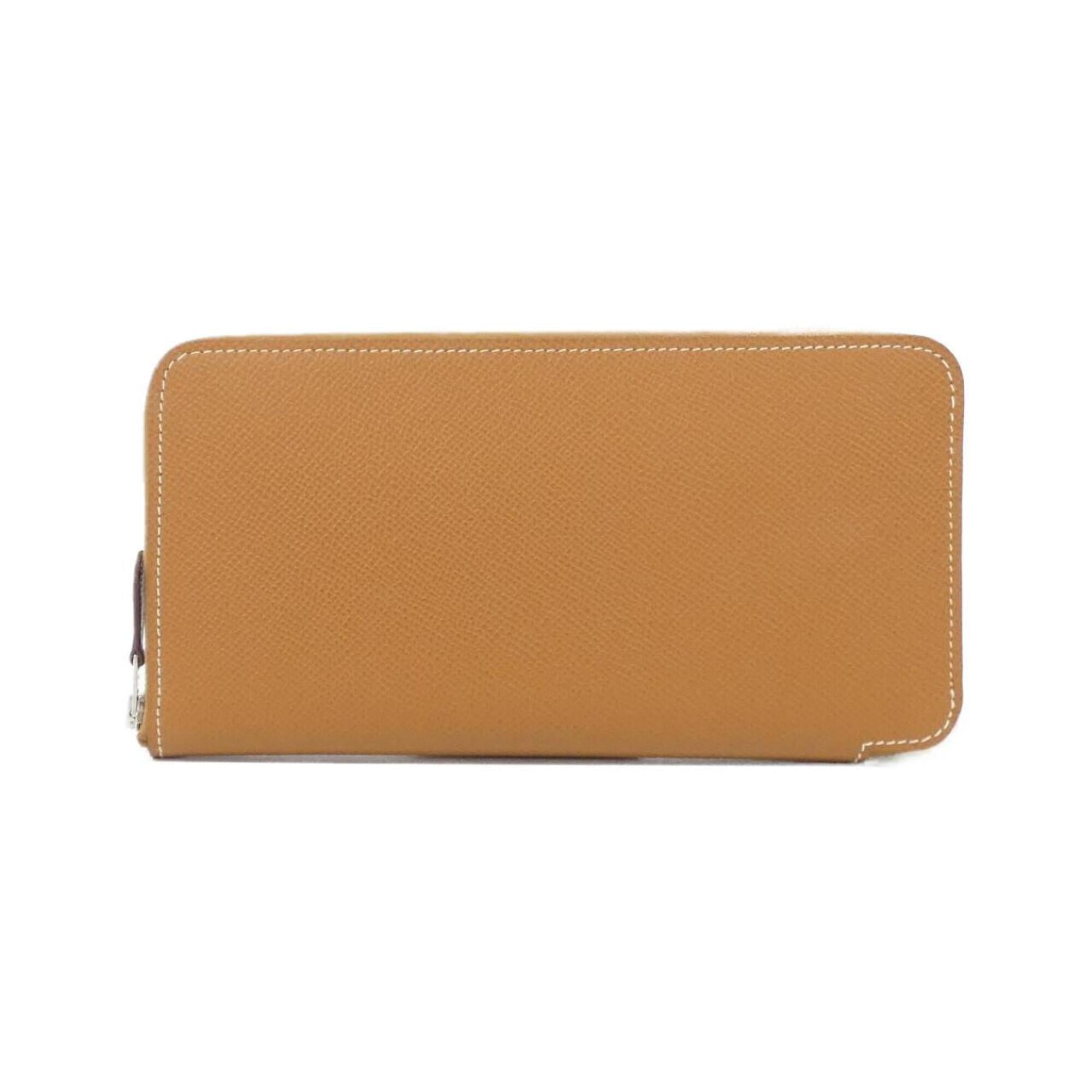 Hermes Gold Cassis Vert Epsom Leather Silk Long Wallet (Bi-Fold) (Pre-Owned)