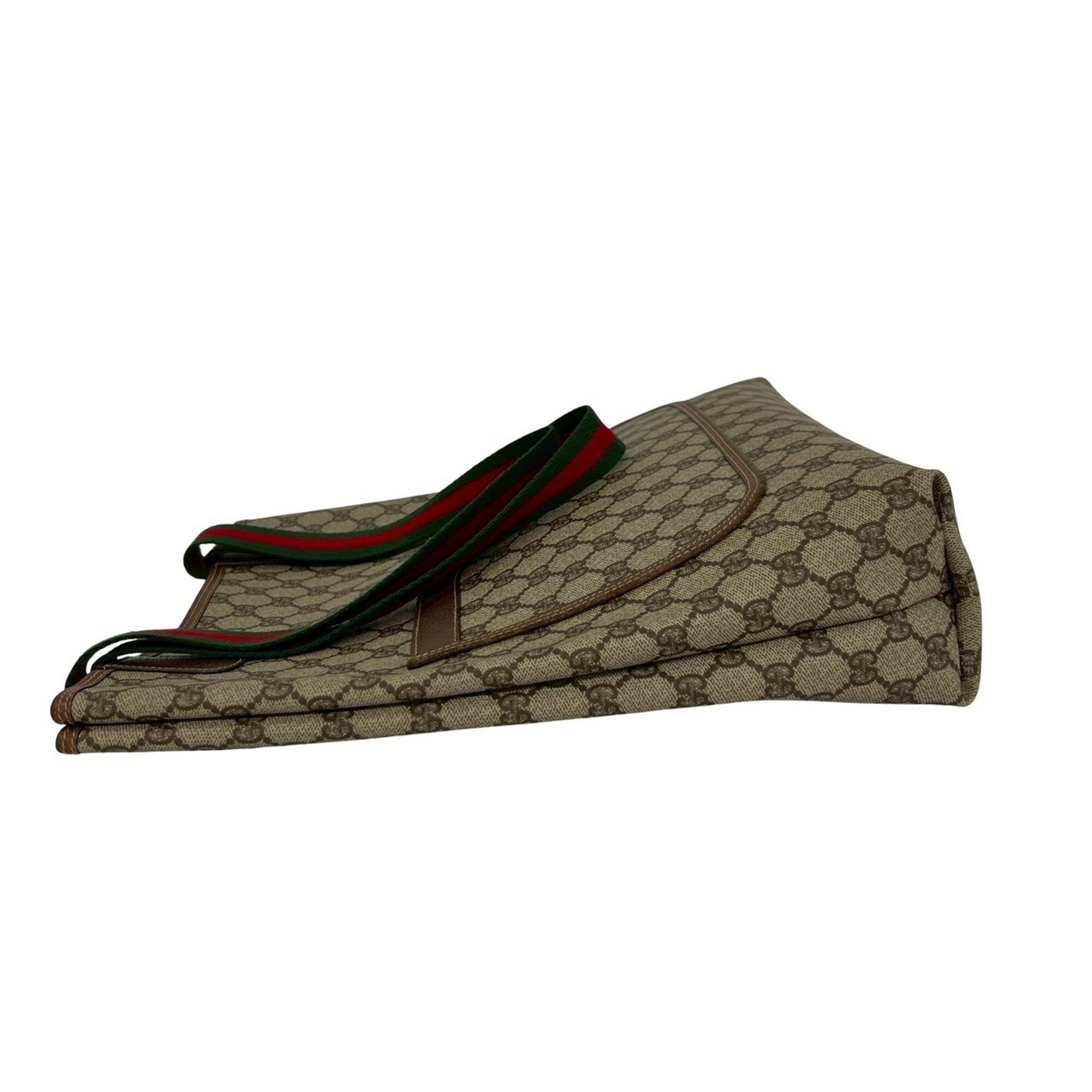 Gucci Brown Green Red Color Pvc Leather Handbag Tote Bag (Pre-Owned)