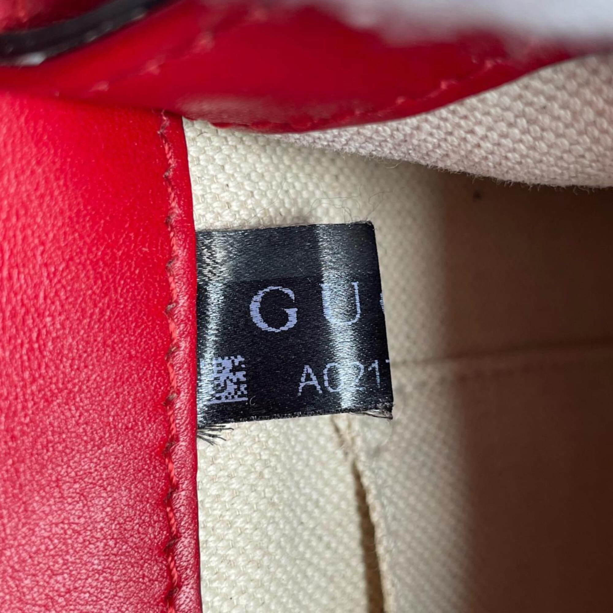 Gucci Red Color Leather Handbag Shoulder Bag (Pre-Owned)