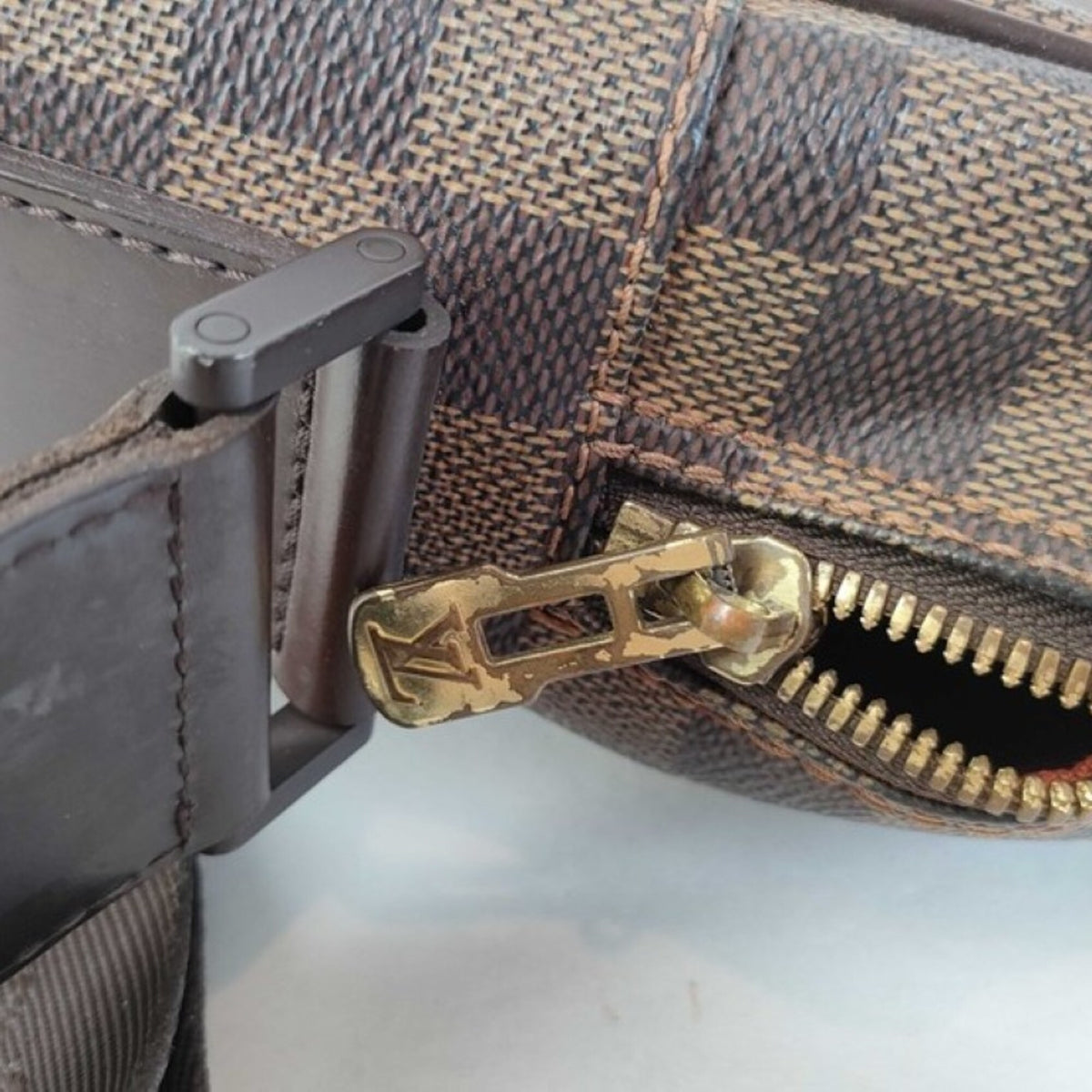 Louis Vuitton Brown Damier Canvas Ebene Leather Shoulder Bag (Pre-Owned)