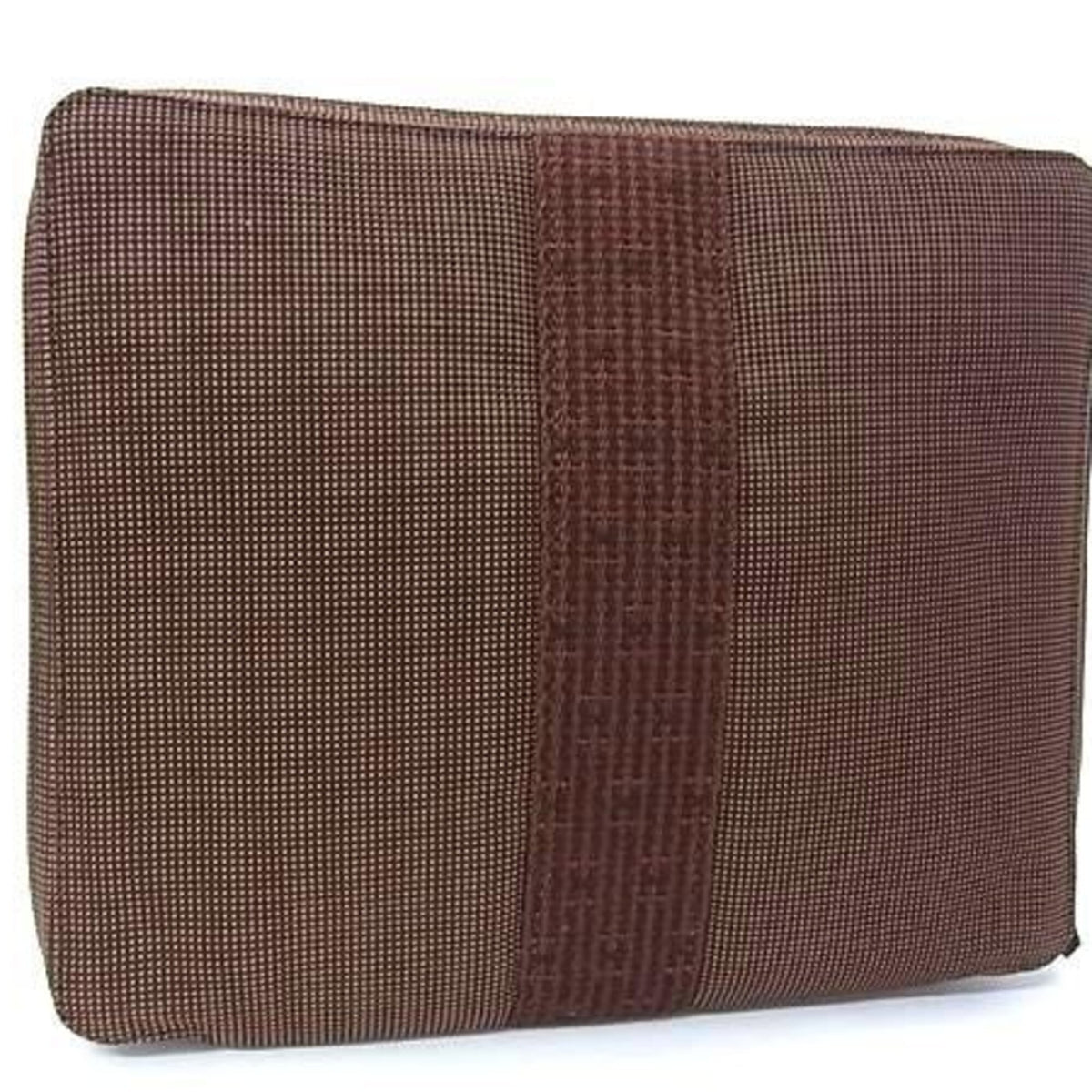 Hermes Brown Canvas Clutch Bag Pouch (Pre-Owned)