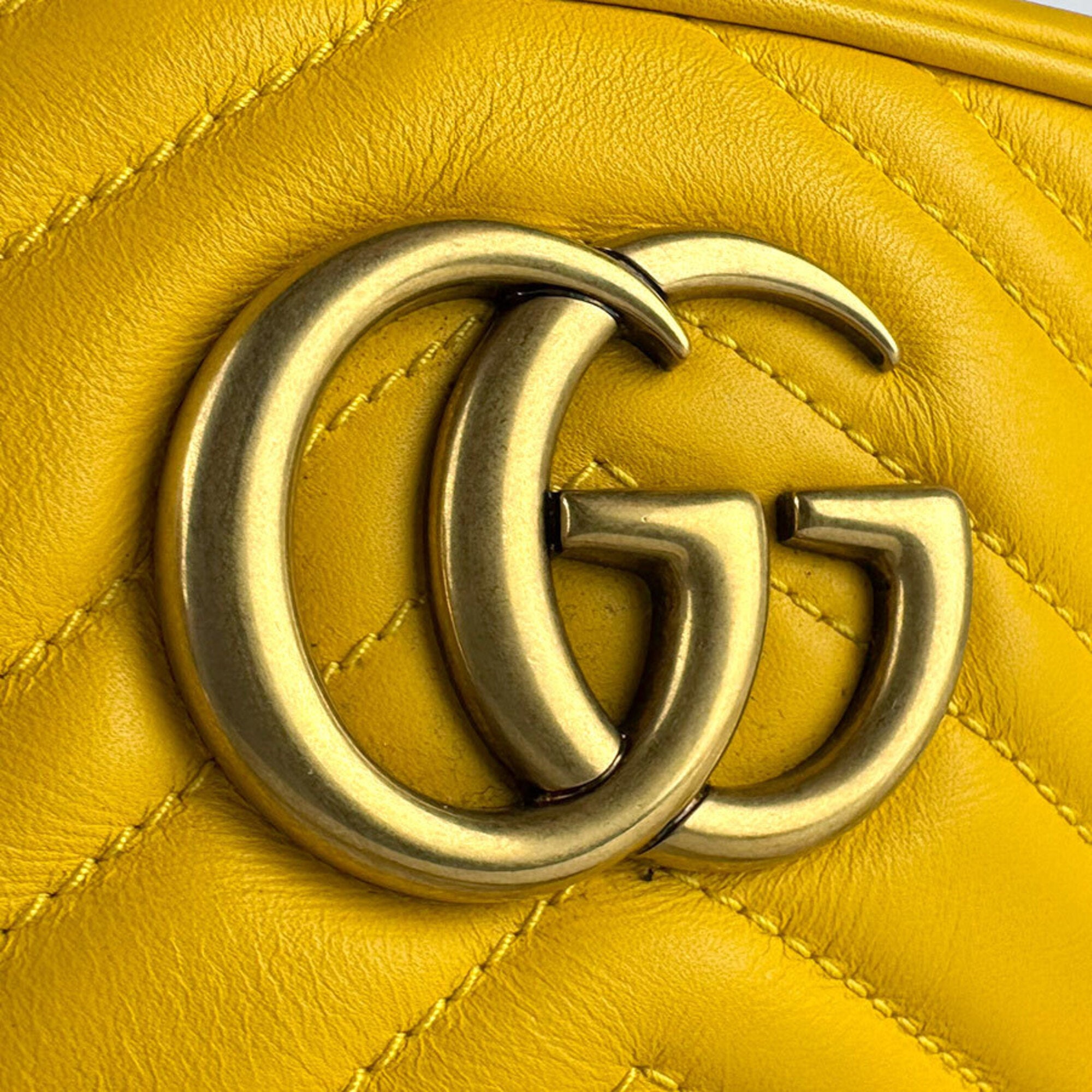 Gucci Gold Yellow Leather Metal Shoulder Bag (Pre-Owned)