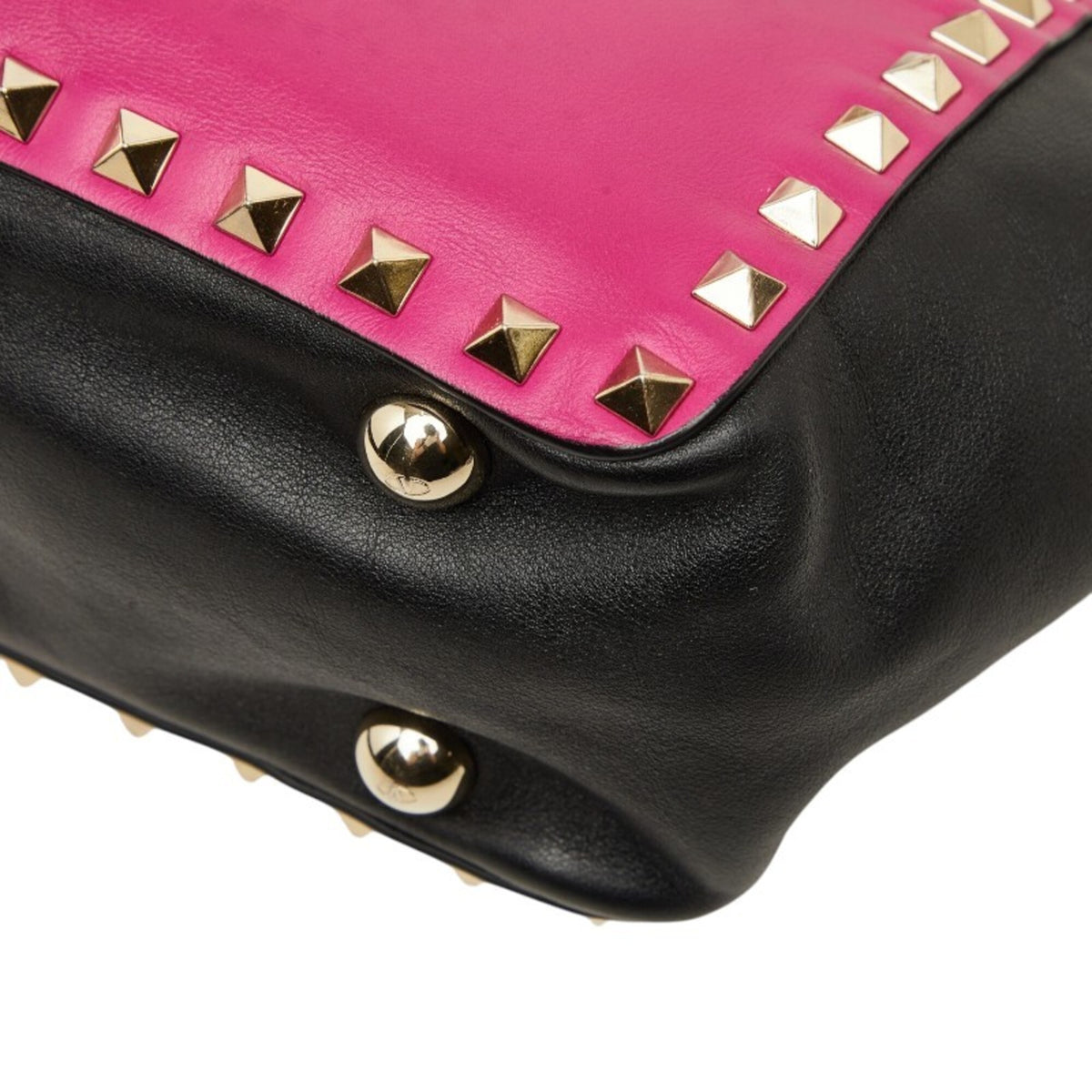 Valentino Black Pink Leather Handbag Shoulder Bag (Pre-Owned)