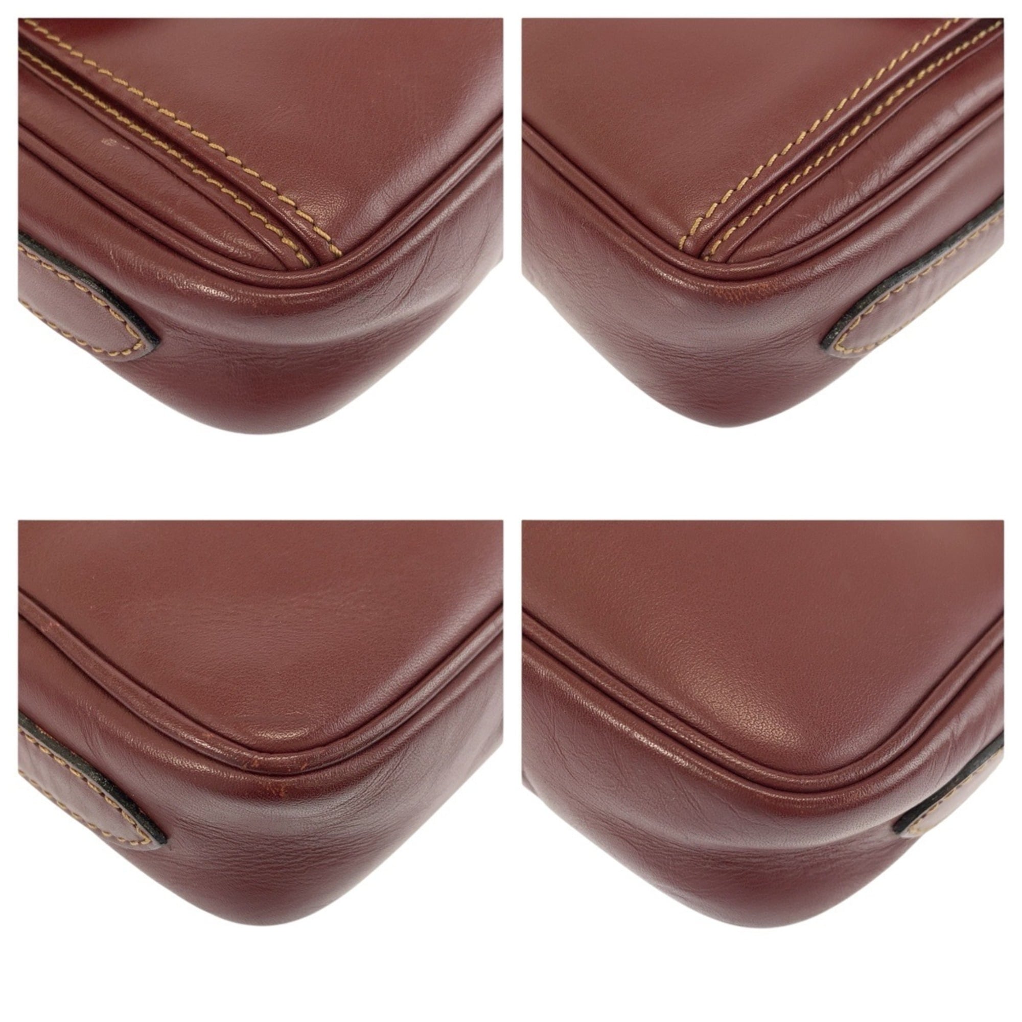 Cartier Bordeaux Leather Shoulder Bag (Pre-Owned)