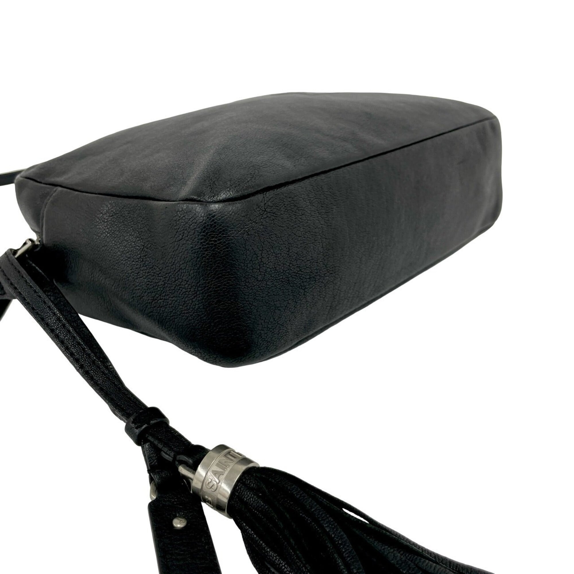 Saint Laurent Black Leather Pochette Shoulder Bag (Pre-Owned)