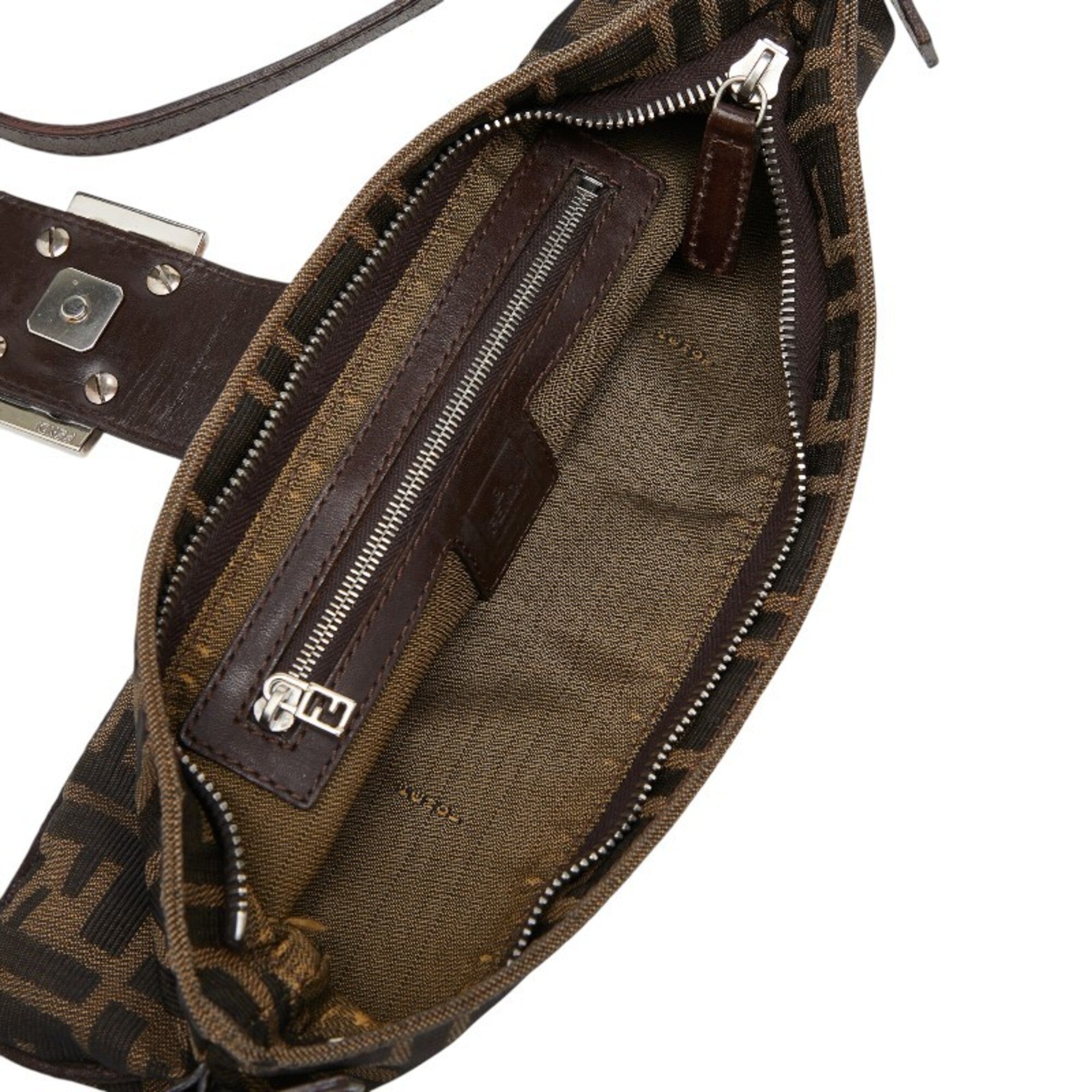 Fendi Brown Canvas Leather Shoulder Bag (Pre-Owned)