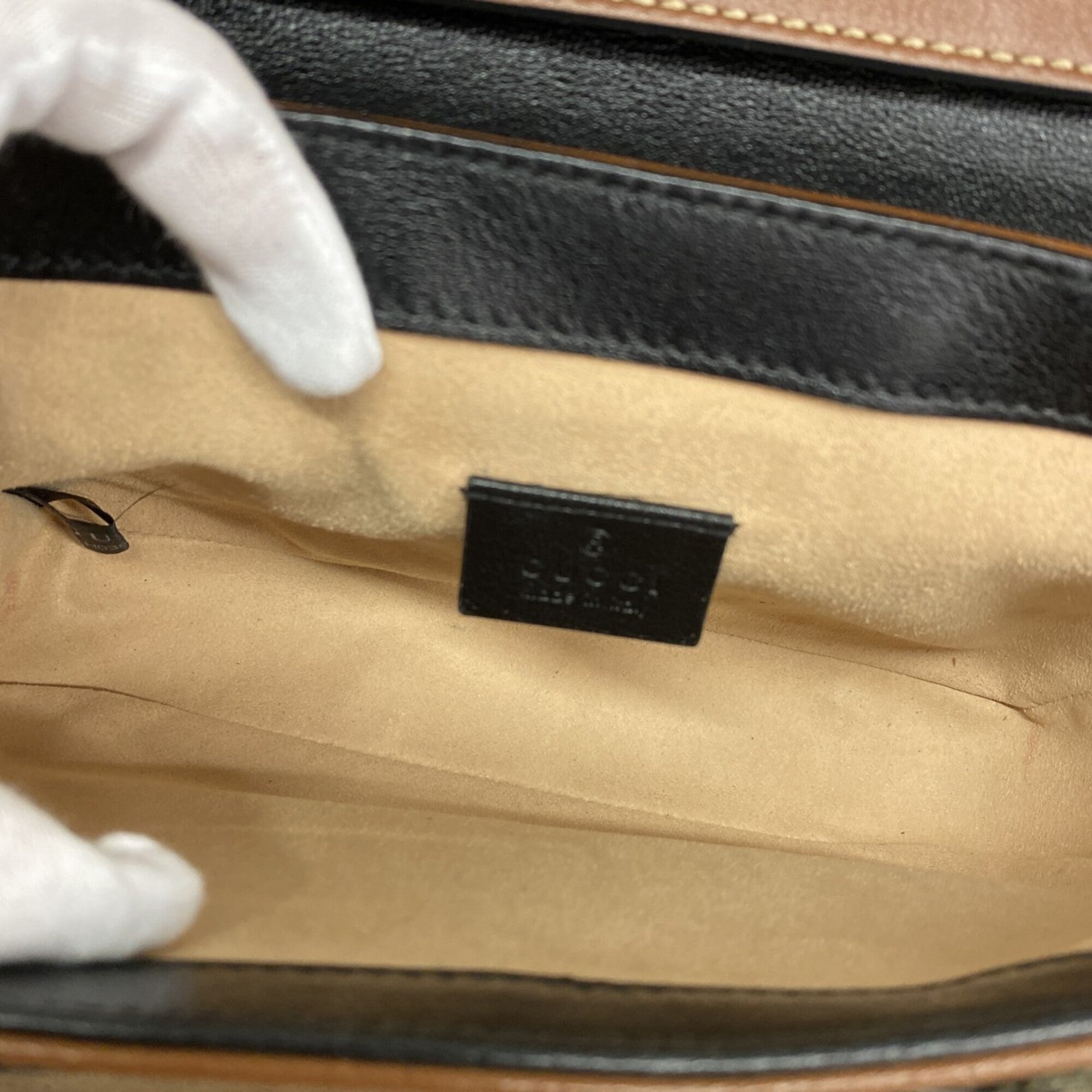 Gucci Beige Black Brown Pvc Handbag (Pre-Owned)