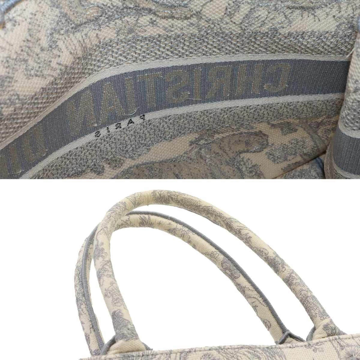 Christian Dior Gray Canvas Handbag Tote Bag (Pre-Owned)