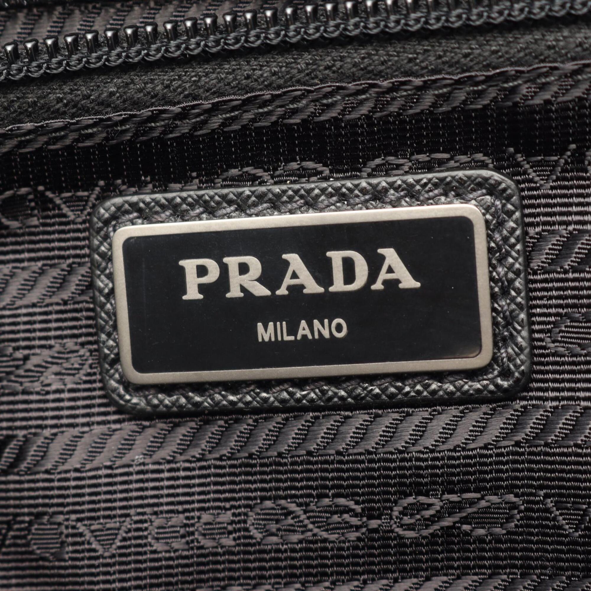 Prada Black Nylon Leather Backpack Handbag (Pre-Owned)