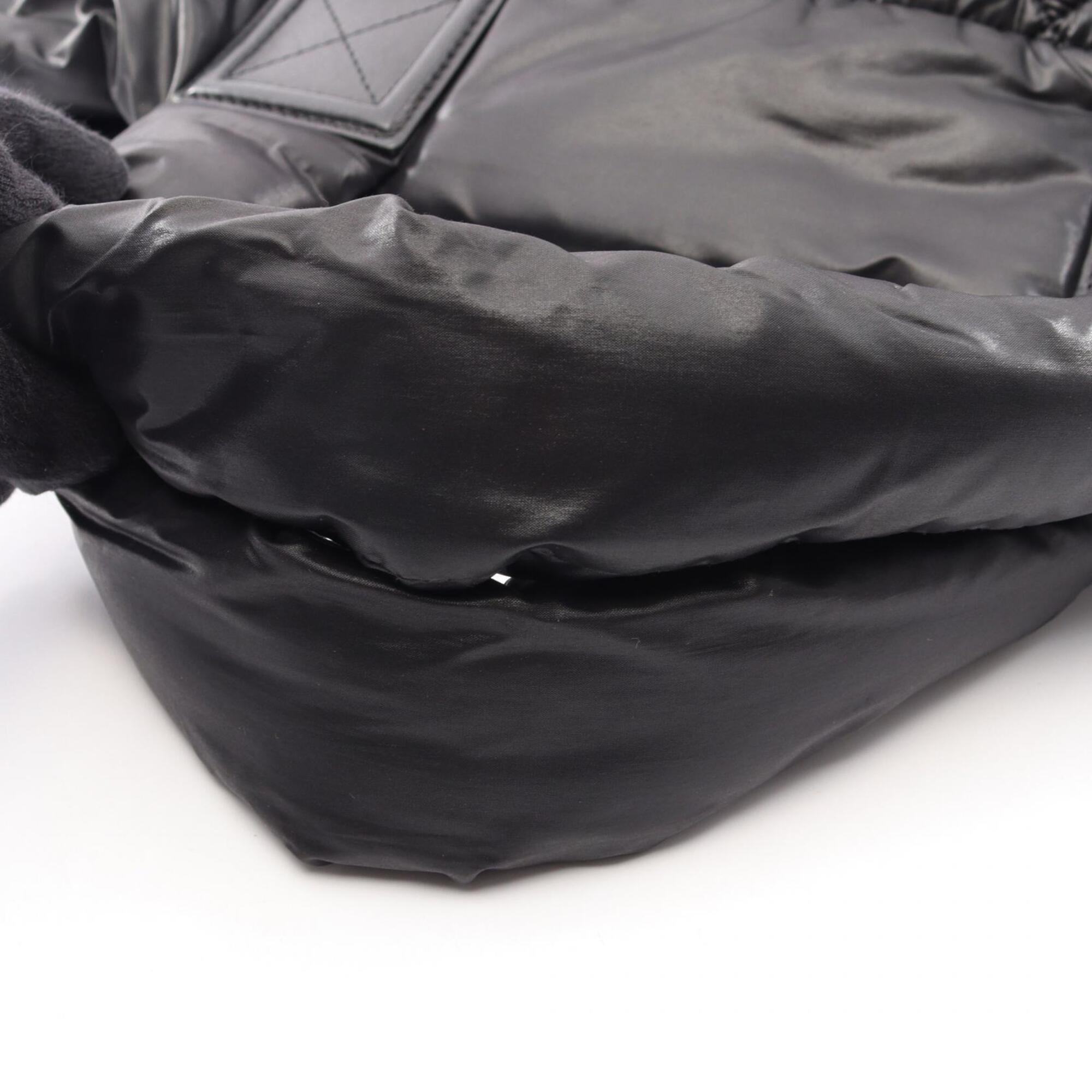 Chanel Black Nylon Leather Handbag Tote Bag (Pre-Owned)