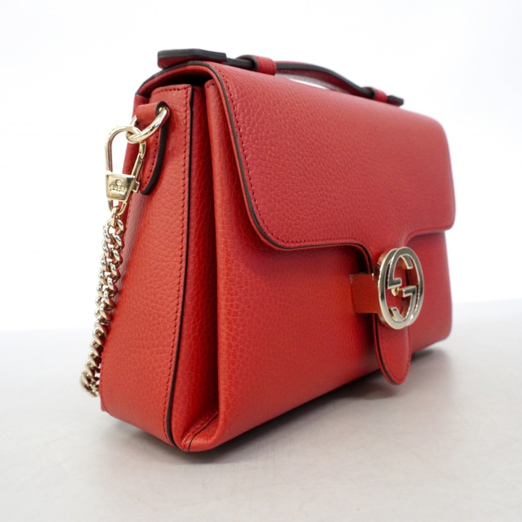 Gucci Red Color Leather Handbag (Pre-Owned)
