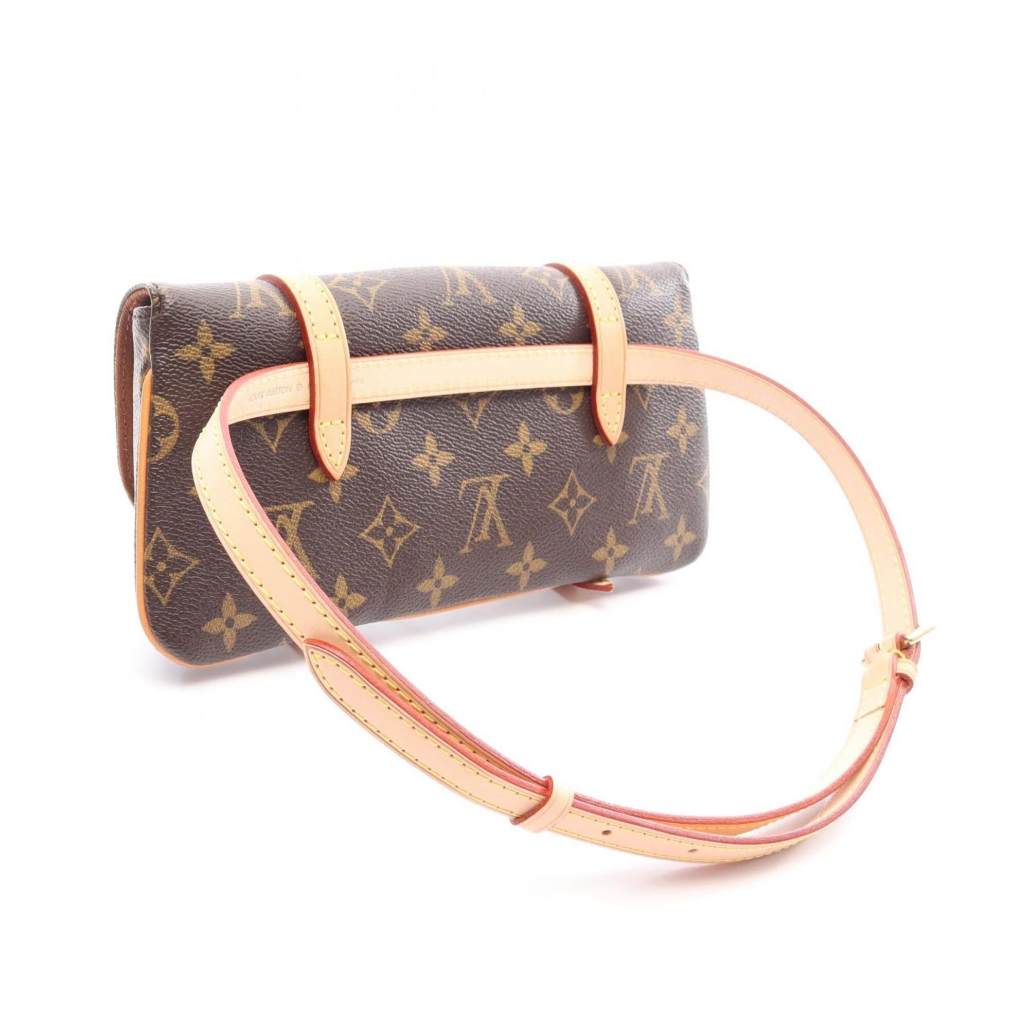 Louis Vuitton Brown Coated Canvas Monogram Leather Fanny Pack Handbag Pochette (Pre-Owned)