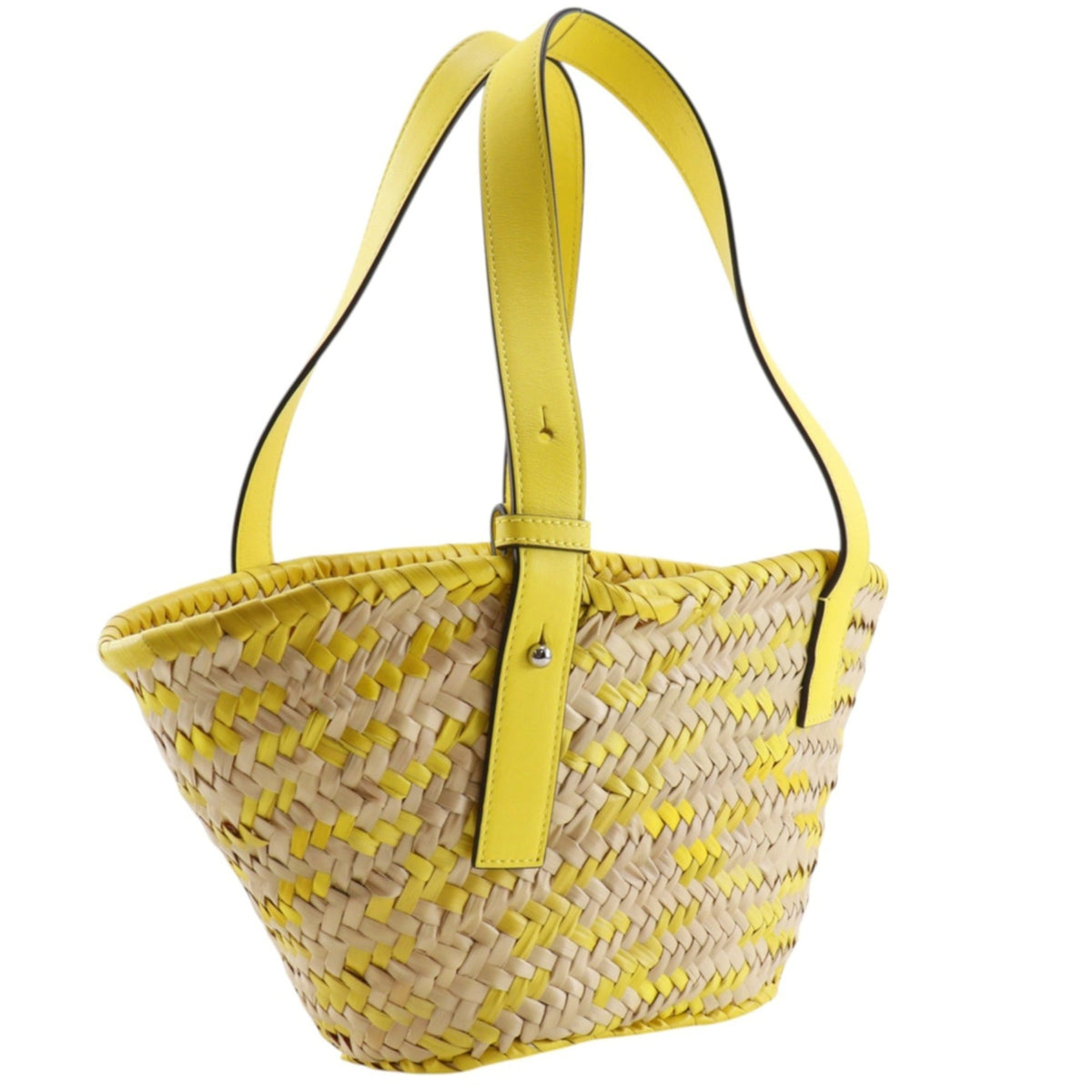 Loewe Yellow Raffia Leather Basket Tote Bag (Pre-Owned)