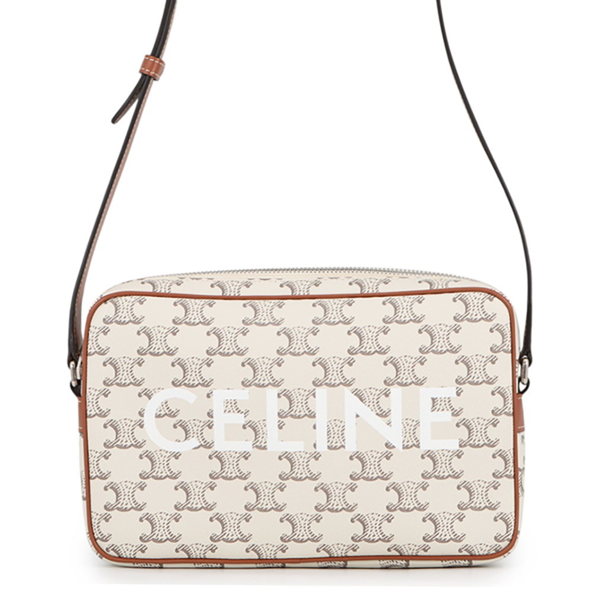 Celine Brown Ivory Pvc Leather Handbag Messenger Bag Shoulder Bag (Pre-Owned)