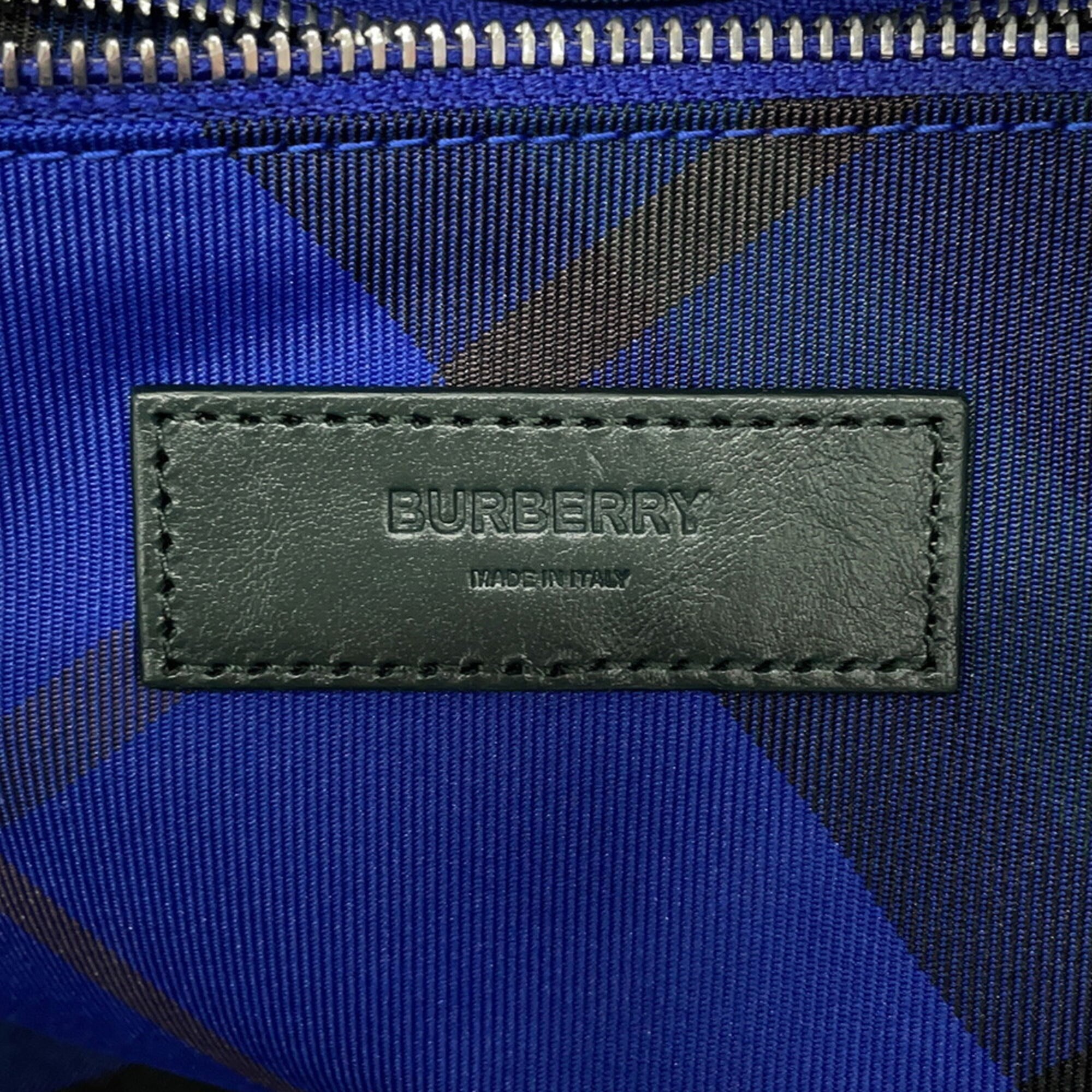 Burberry Blue Dark Green Leather Handbag Shoulder Bag (Pre-Owned)