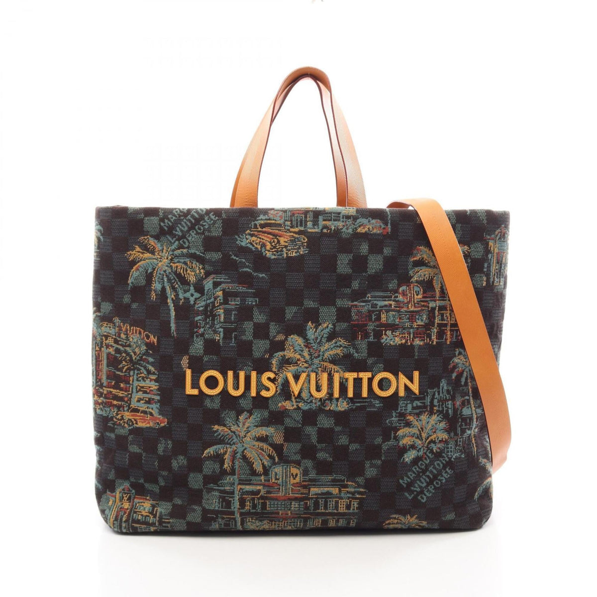 Louis Vuitton Blue Green Navy Yellow Canvas Handbag Tote Bag (Pre-Owned)