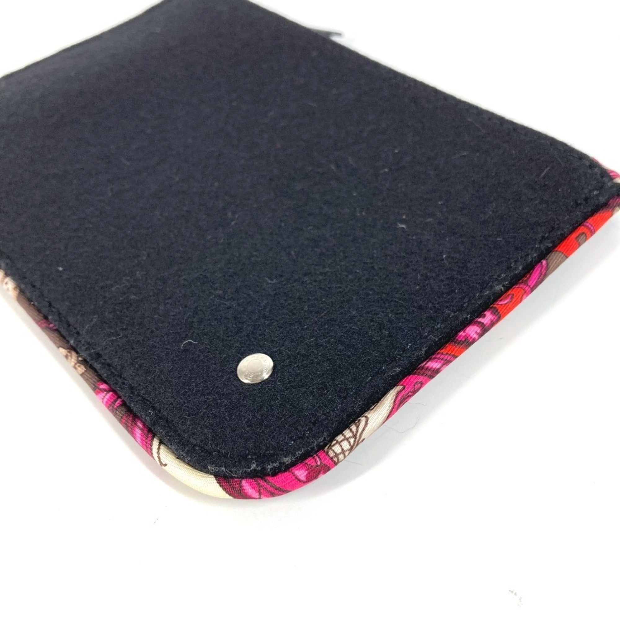 Hermes Sellier Black Multi-Color Felt Silk Pouch Wash Bag (Pre-Owned)