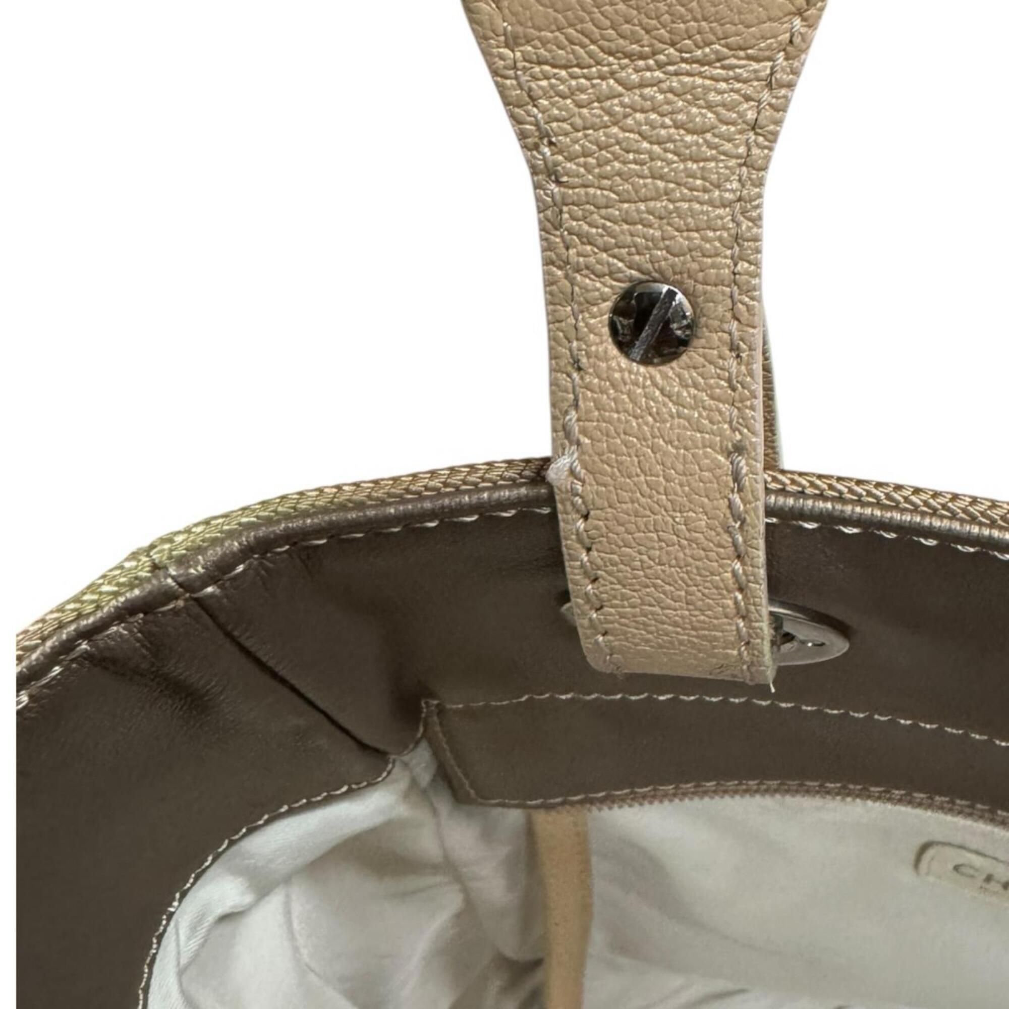 Chanel Gold Coated Canvas Pvc Leather Tote Bag (Pre-Owned)