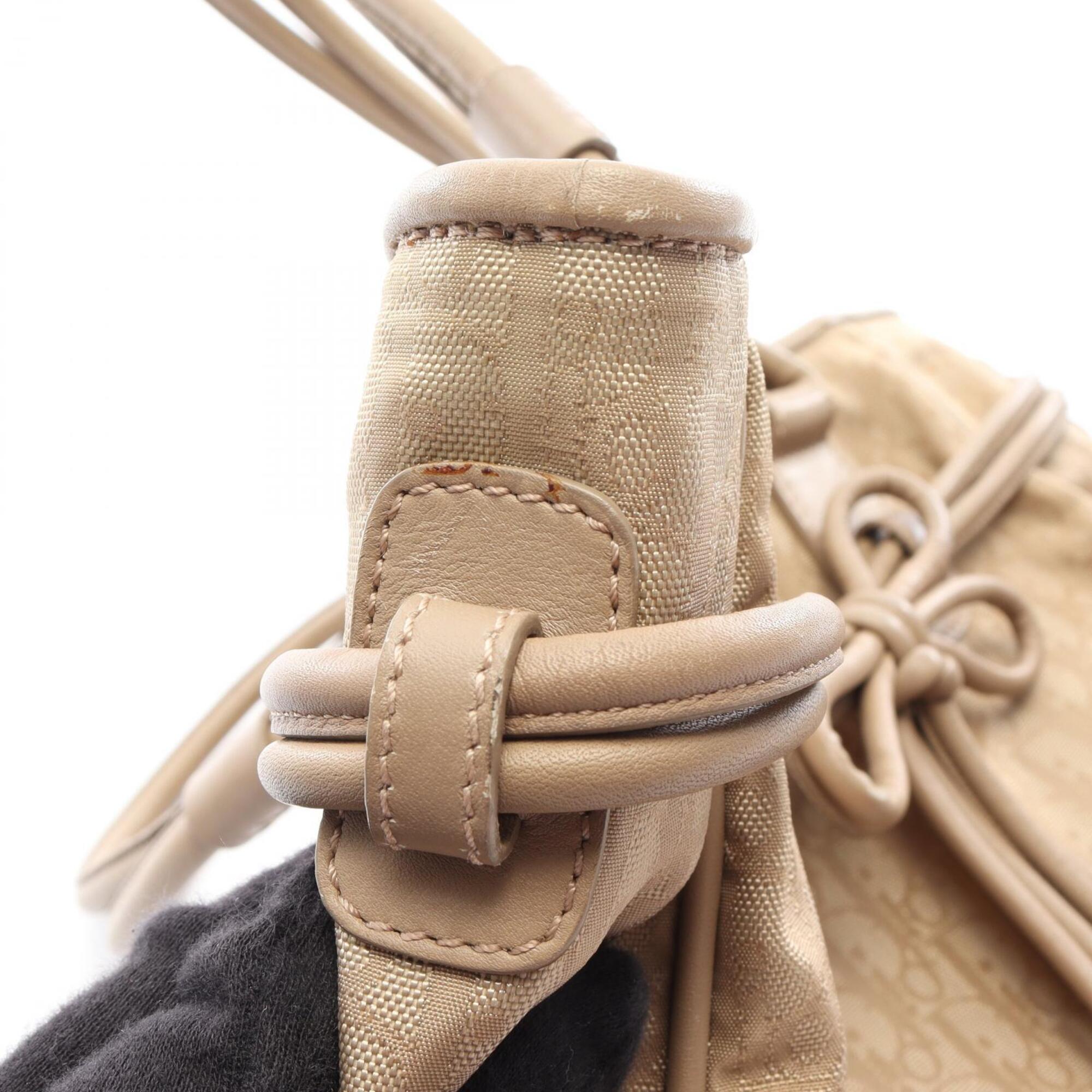 Christian Dior Beige Leather Nylon Canvas Handbag (Pre-Owned)