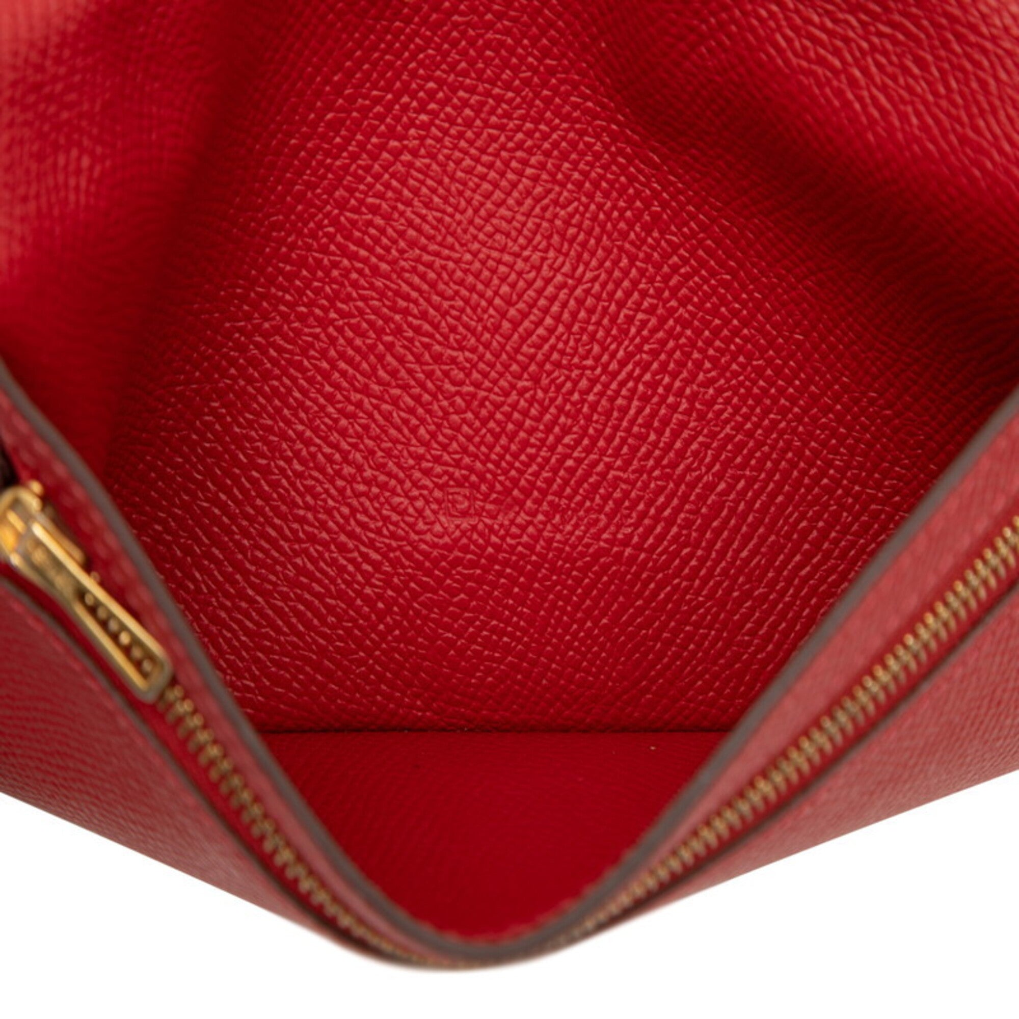 Hermes Red Color Soufre Epsom Leather Long Wallet (Bi-Fold) (Pre-Owned)