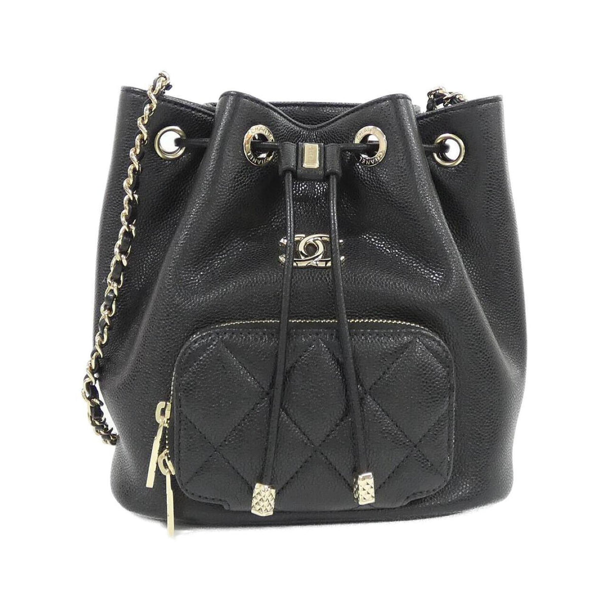 Chanel Black Grained Calfskin Shoulder Bag (Pre-Owned)