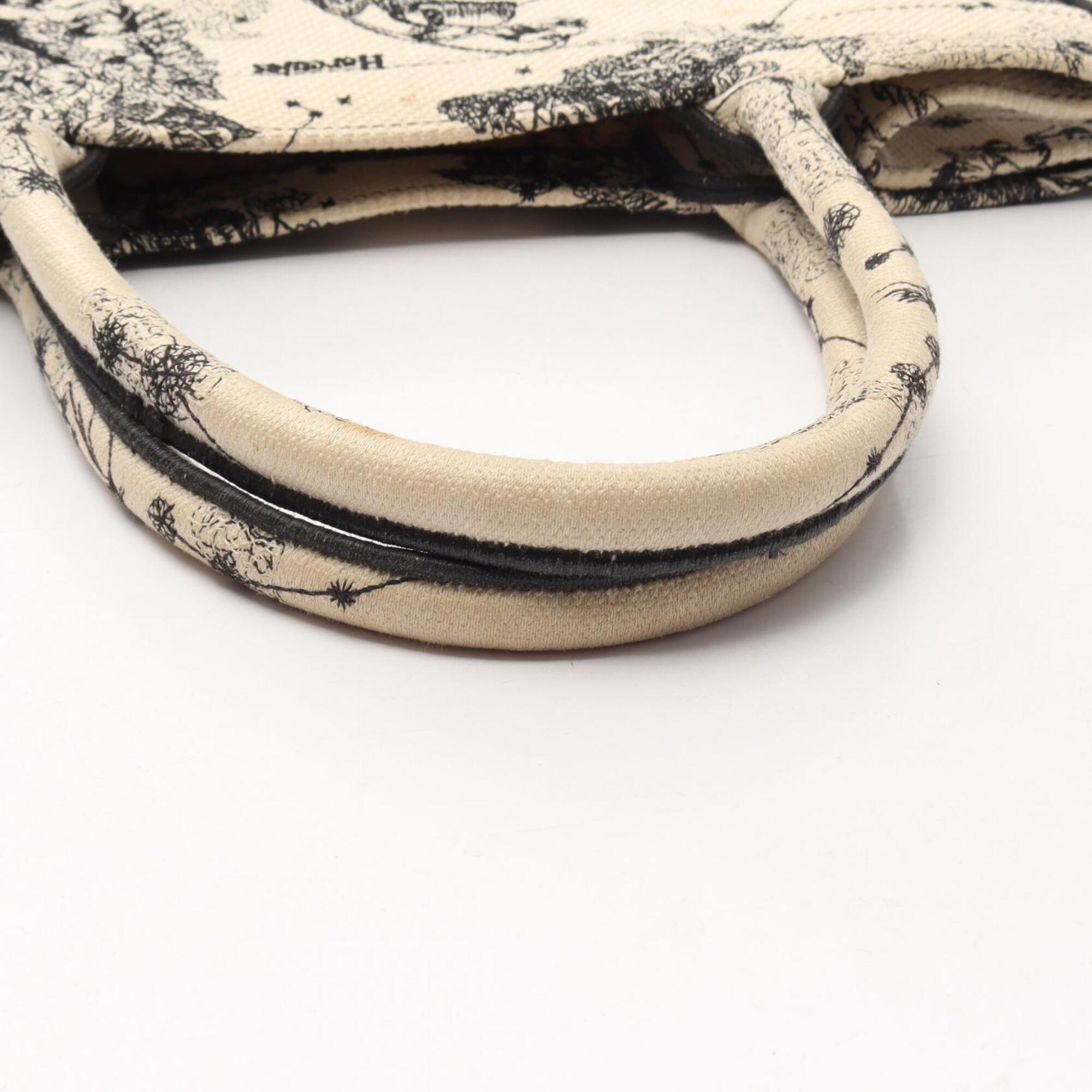 Christian Dior Black Ivory Canvas Handbag Tote Bag (Pre-Owned)