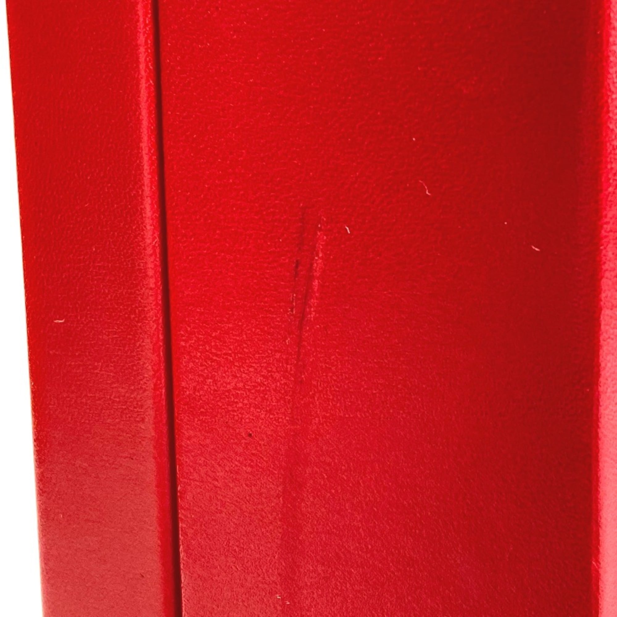 Hermes Red Color Rouge Vif Box Calf Leather Handbag (Pre-Owned)