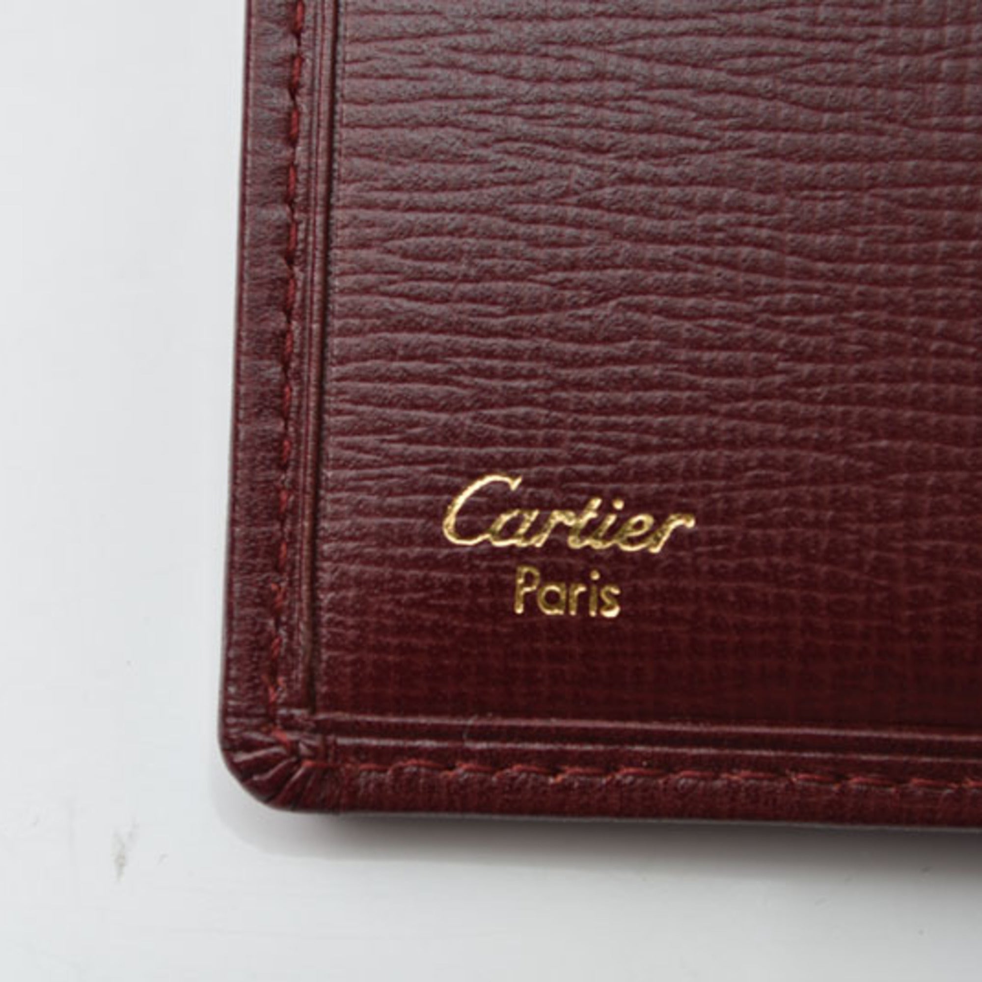 Cartier Bordeaux Leather Wallet (Tri-Fold) (Pre-Owned)