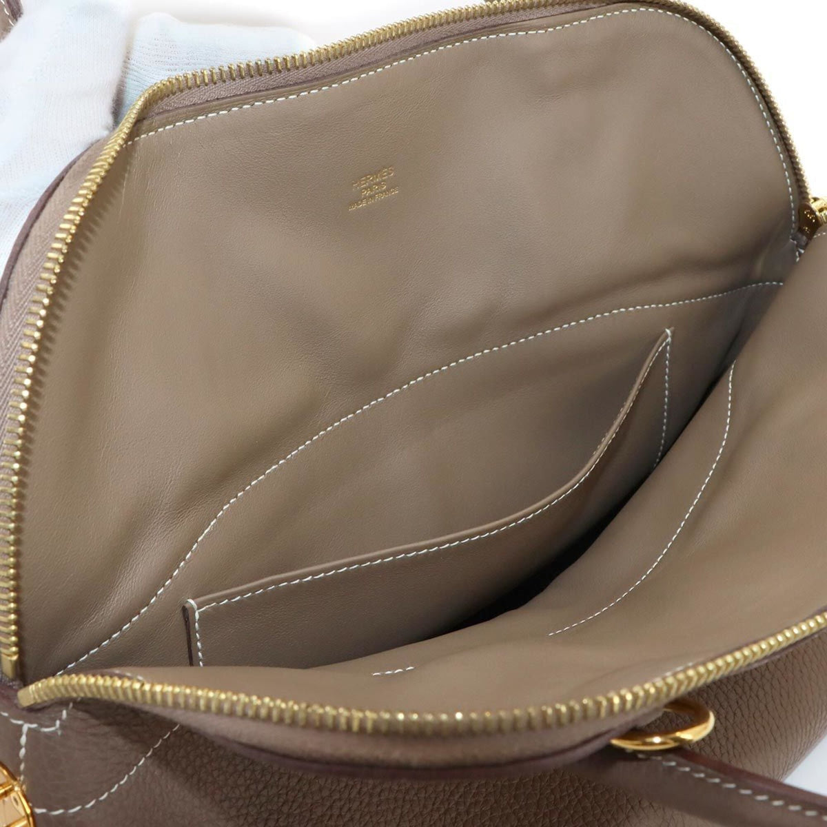 Hermes Etoupe Gray Taurillon Clemence Leather Handbag (Pre-Owned)