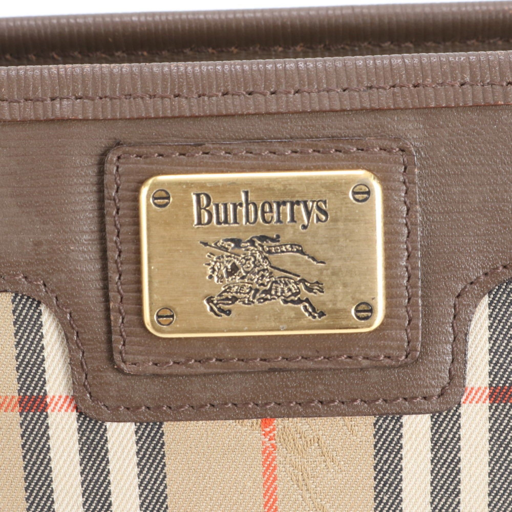Burberry Brown Leather Canvas Pouch (Pre-Owned)